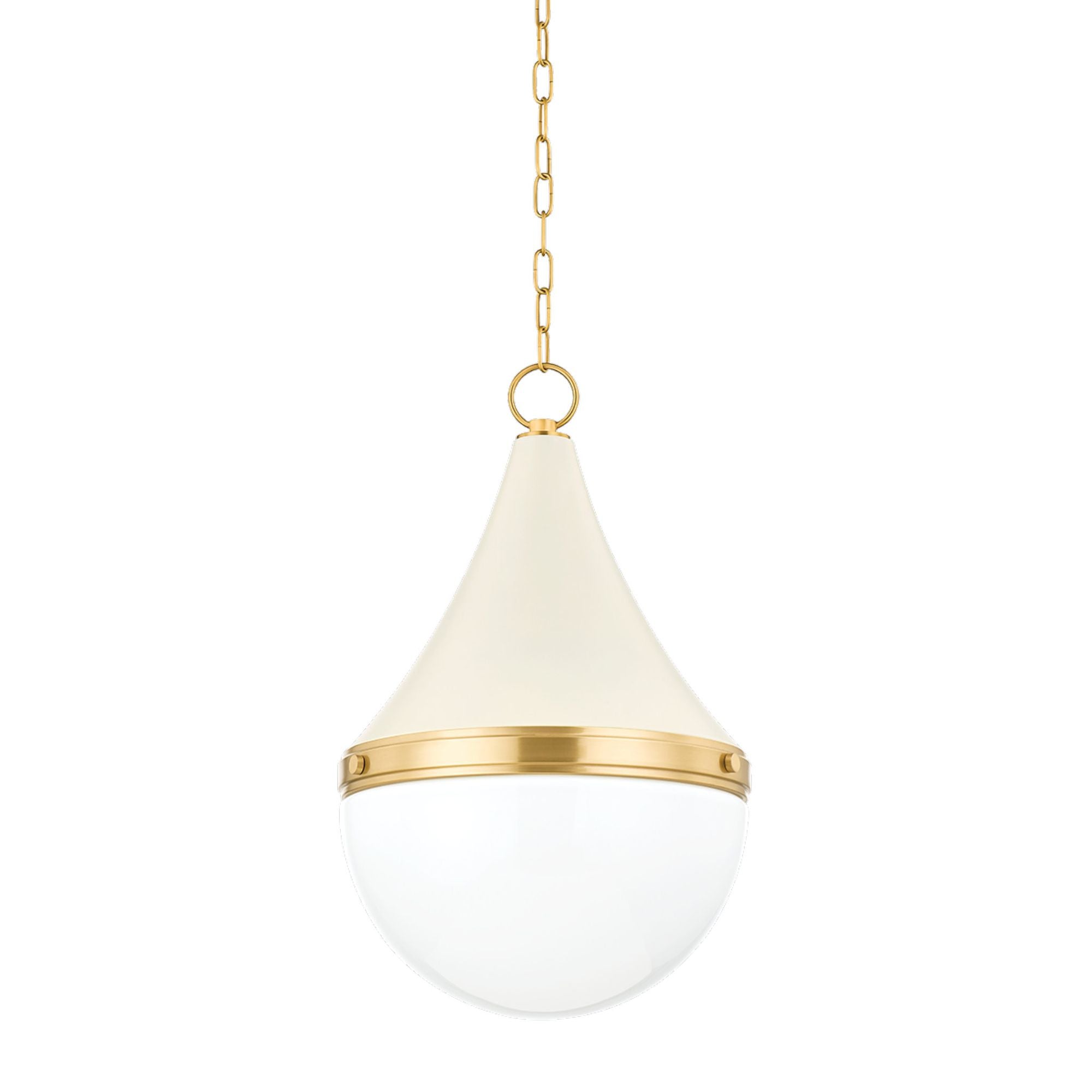 CIARA 1-Light Pendant in  Aged Brass/Soft Cream 7L x 14.75W x 22.5H