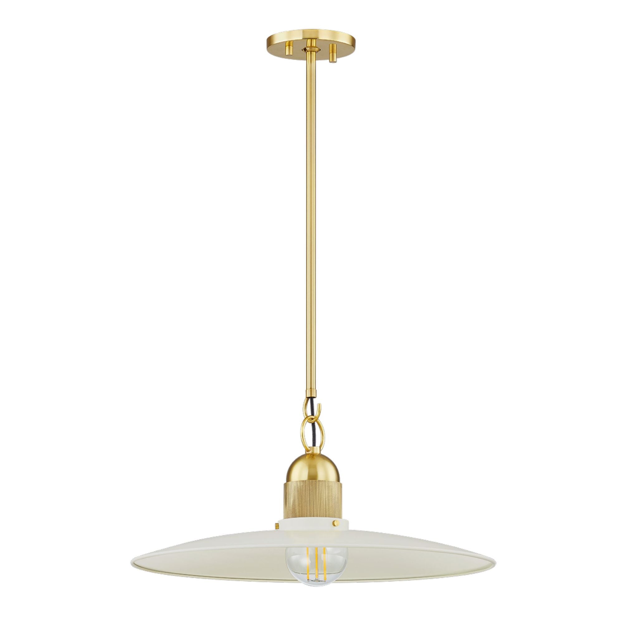 LEANNA 1-Light Pendant in  Aged Brass/Soft Cream 52L x 18.25W x 8.75H