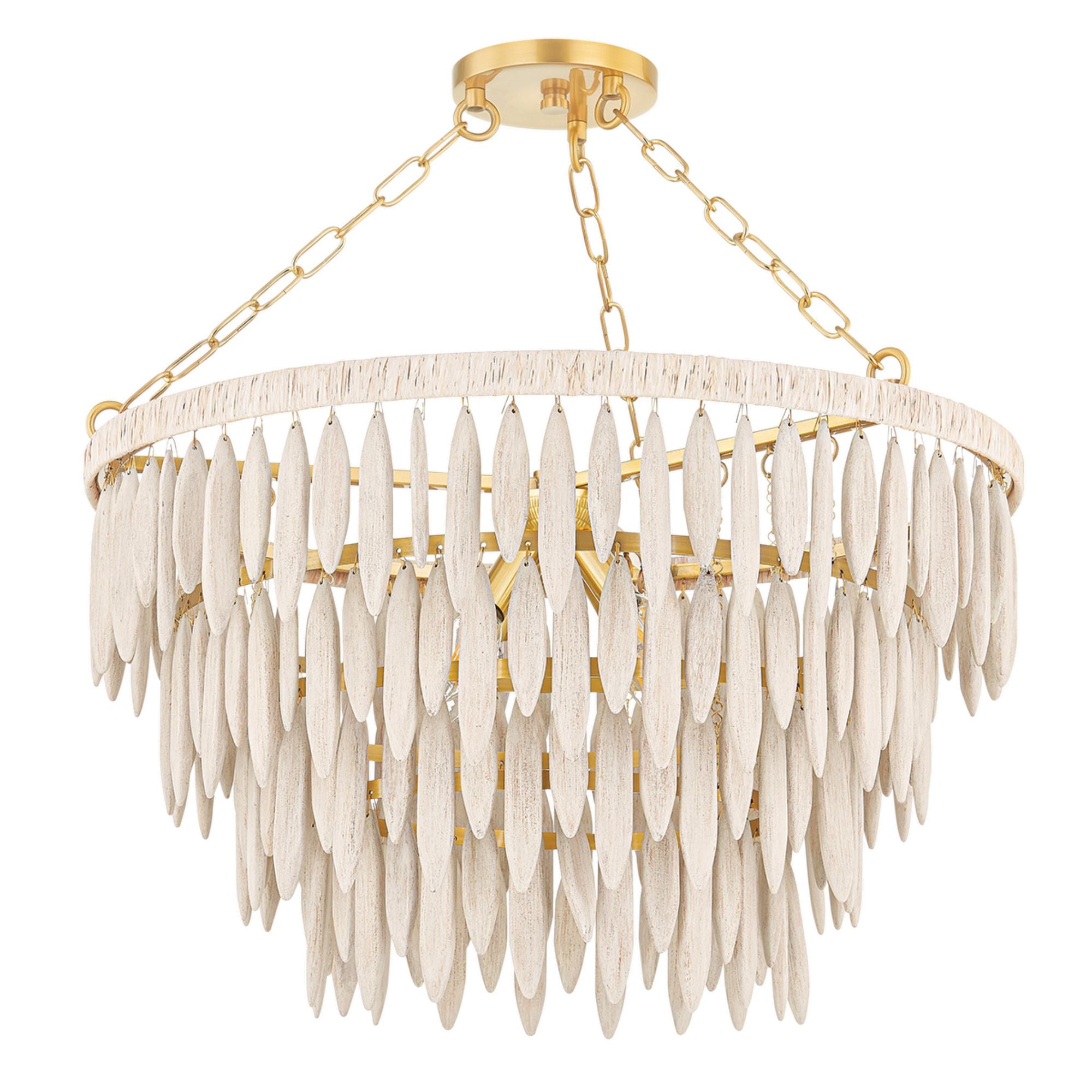 TIFFANY 4-Light Chandelier in  Aged Brass/Textured Cream 36L x 24W x 15.25H