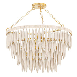 Tiffany 4 Light Chandelier in Aged Brass/Textured Cream Combo