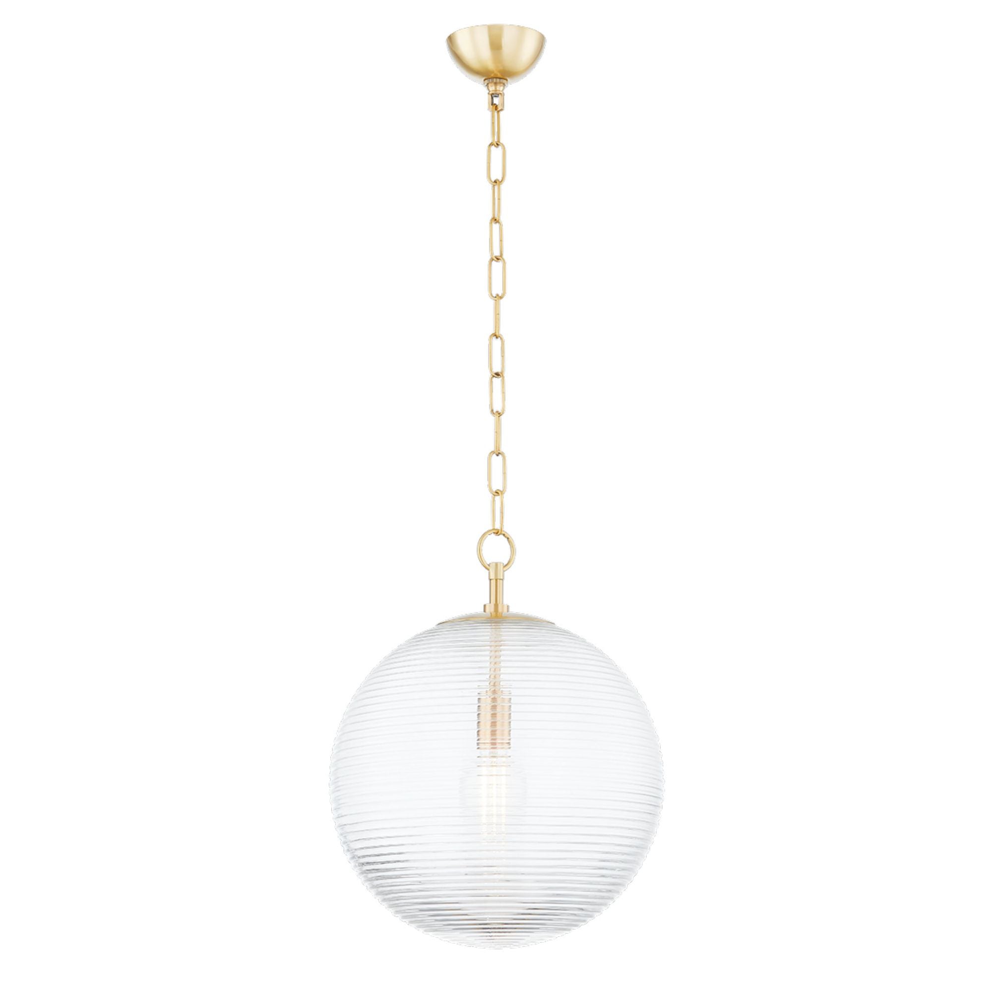 SARA 1-Light Pendant in  Aged Brass by  Home Ec. 30L x 15W x 19H