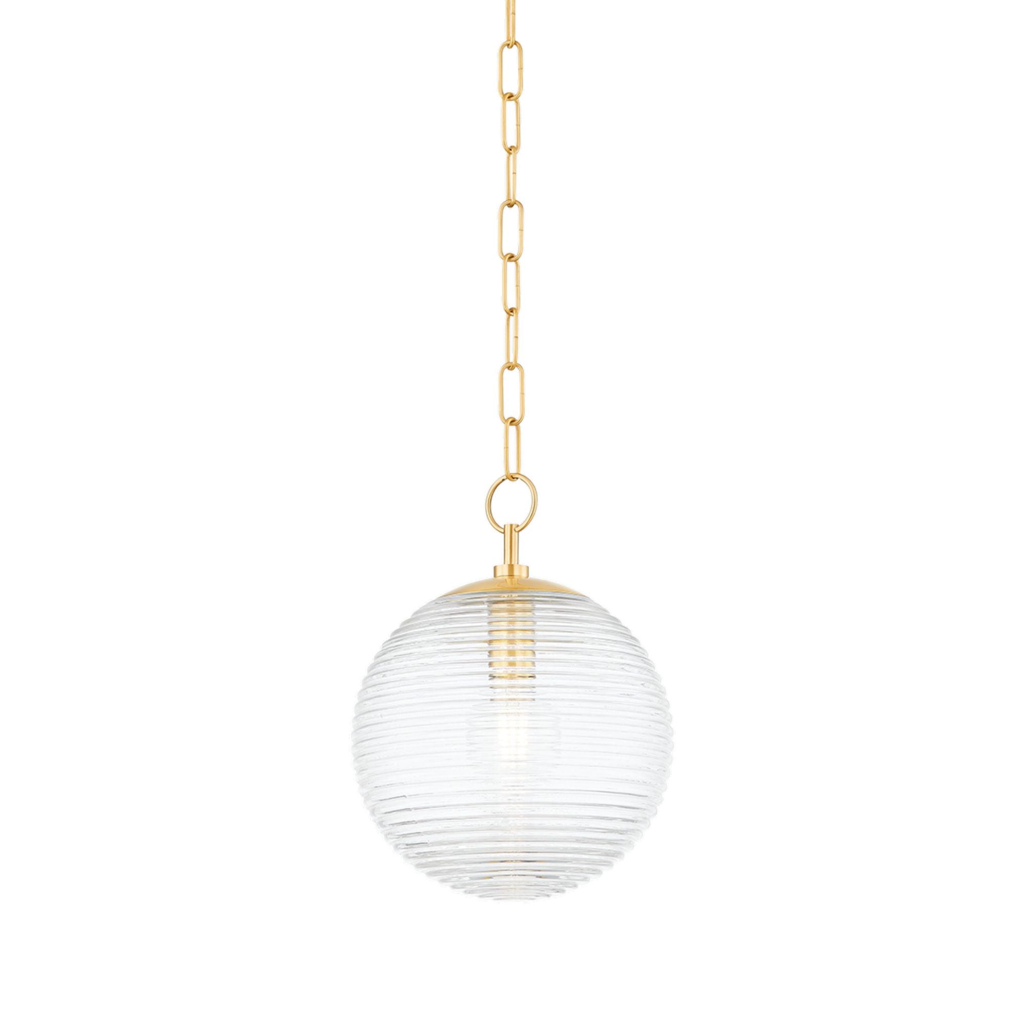SARA 1-Light Pendant in  Aged Brass by  Home Ec. 20.5L x 10.5W x 14.25H