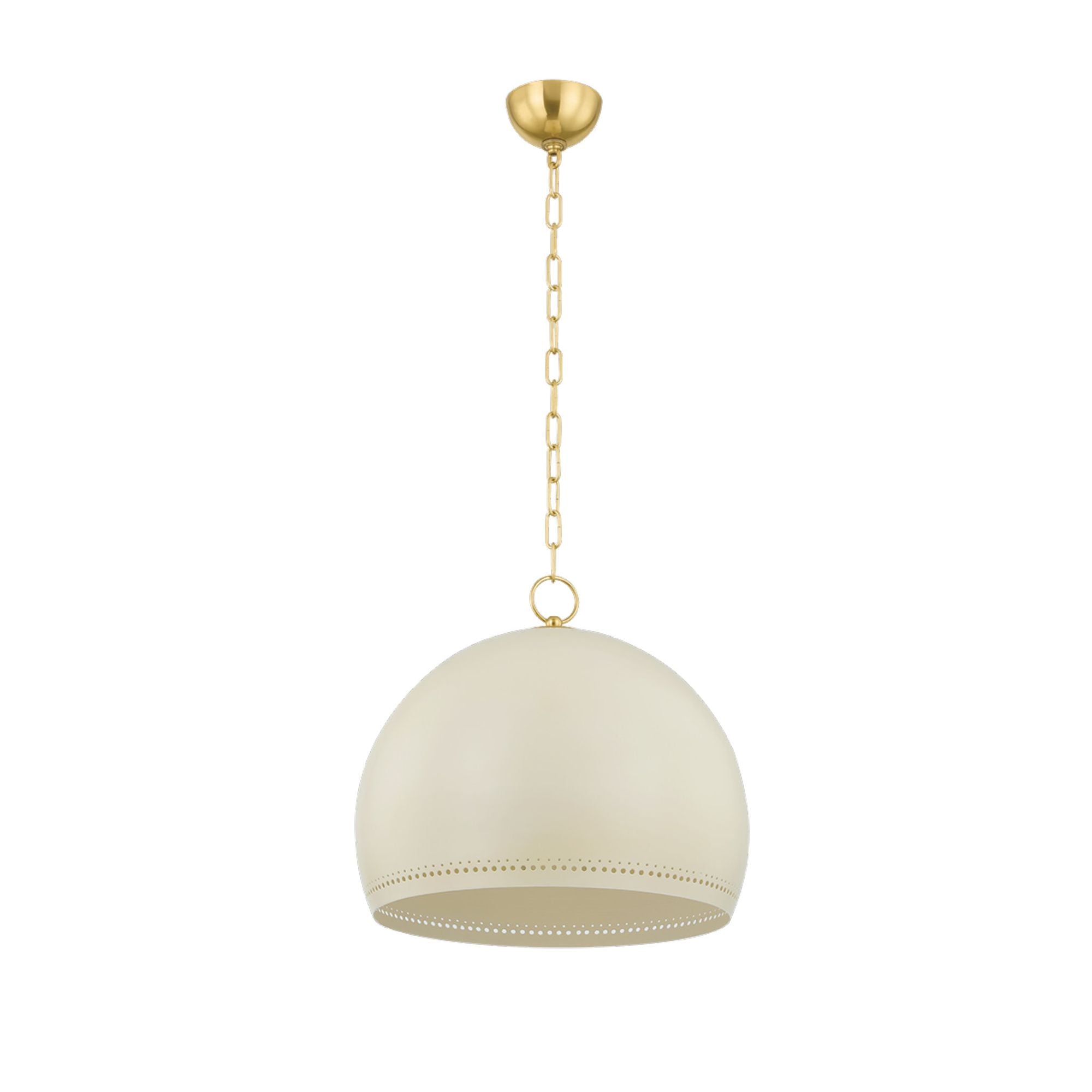 Etna 1-Light Pendant in Aged Brass/Soft Cream