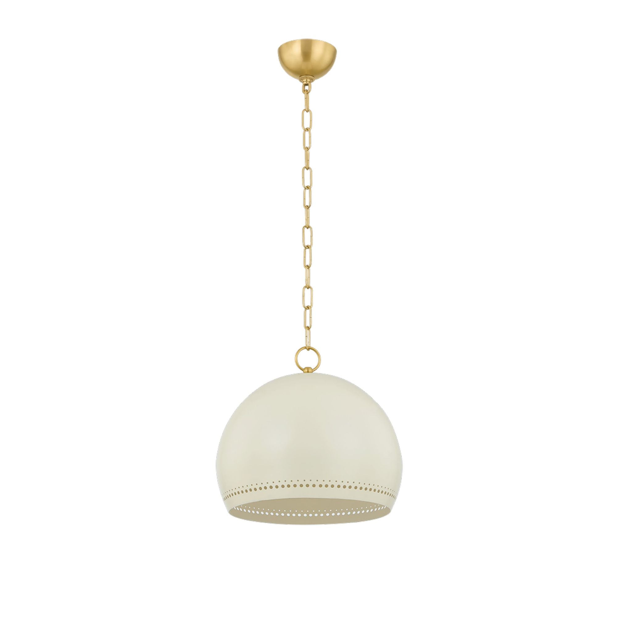 Etna 1-Light Pendant in Aged Brass/Soft Cream