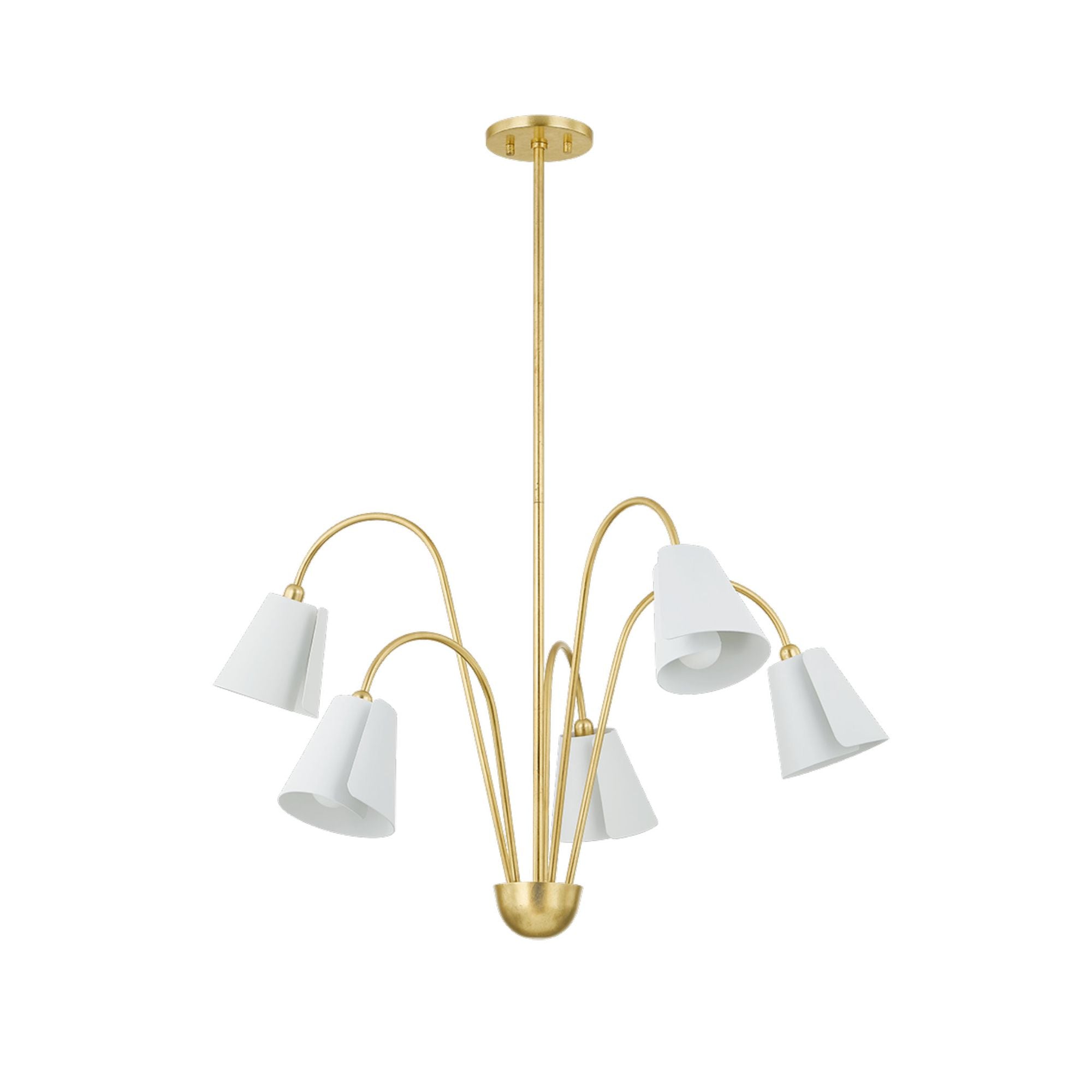 Lila 5-Light Chandelier in Gold Leaf/Textured On White Combo