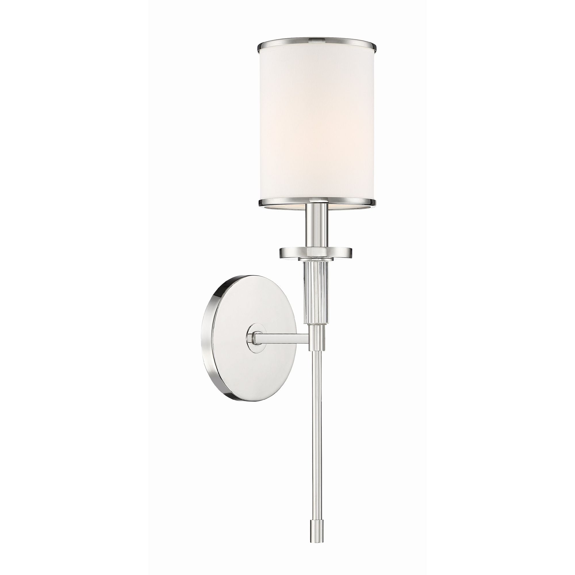 Hatfield 1 Light Polished Nickel Sconce Crystal Accents Silk Shade 5"W x 18.5"H x 6"D