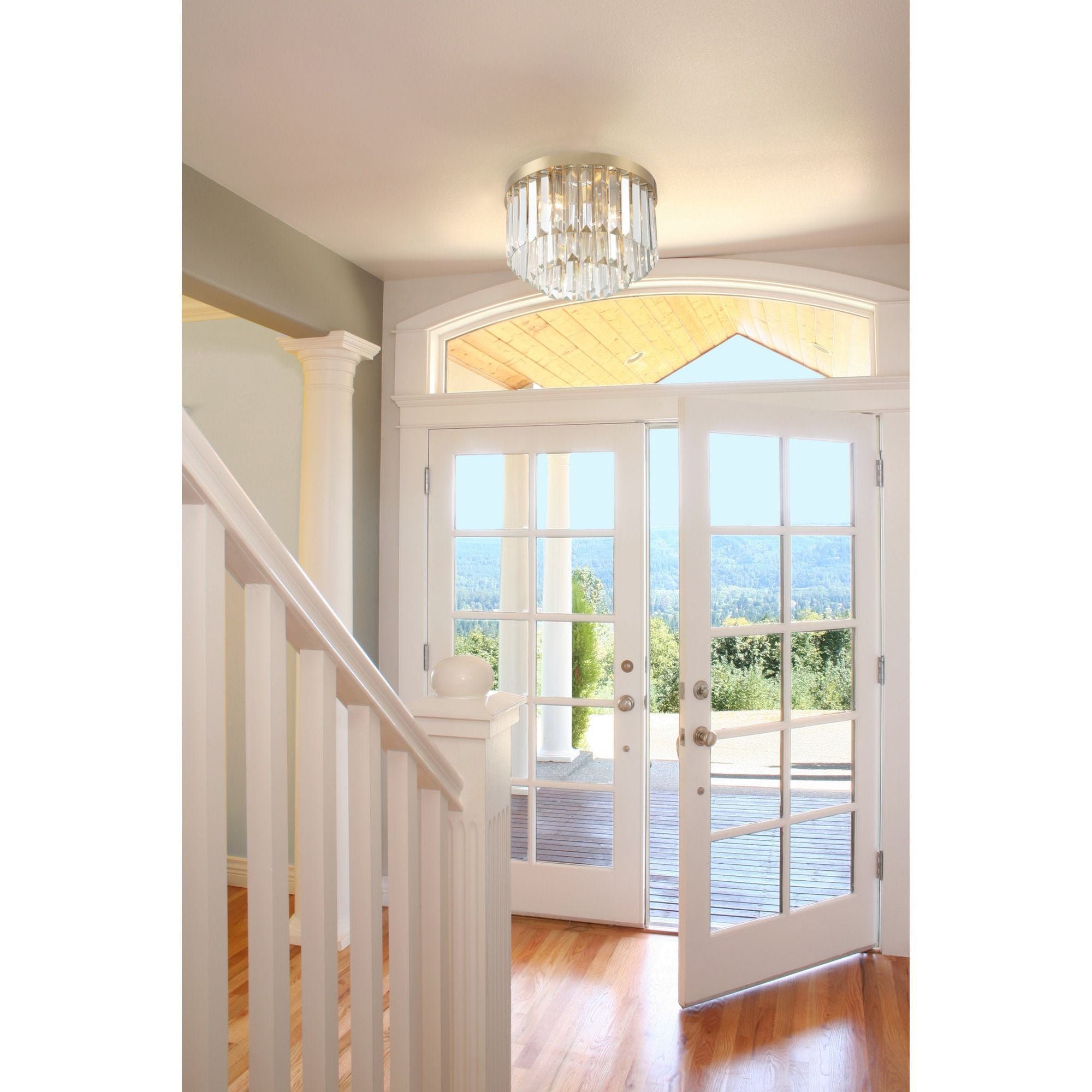 Hayes 4 Light Aged Brass Flush Mount Faceted Crystal 16"W x 10.25"H x 16"D