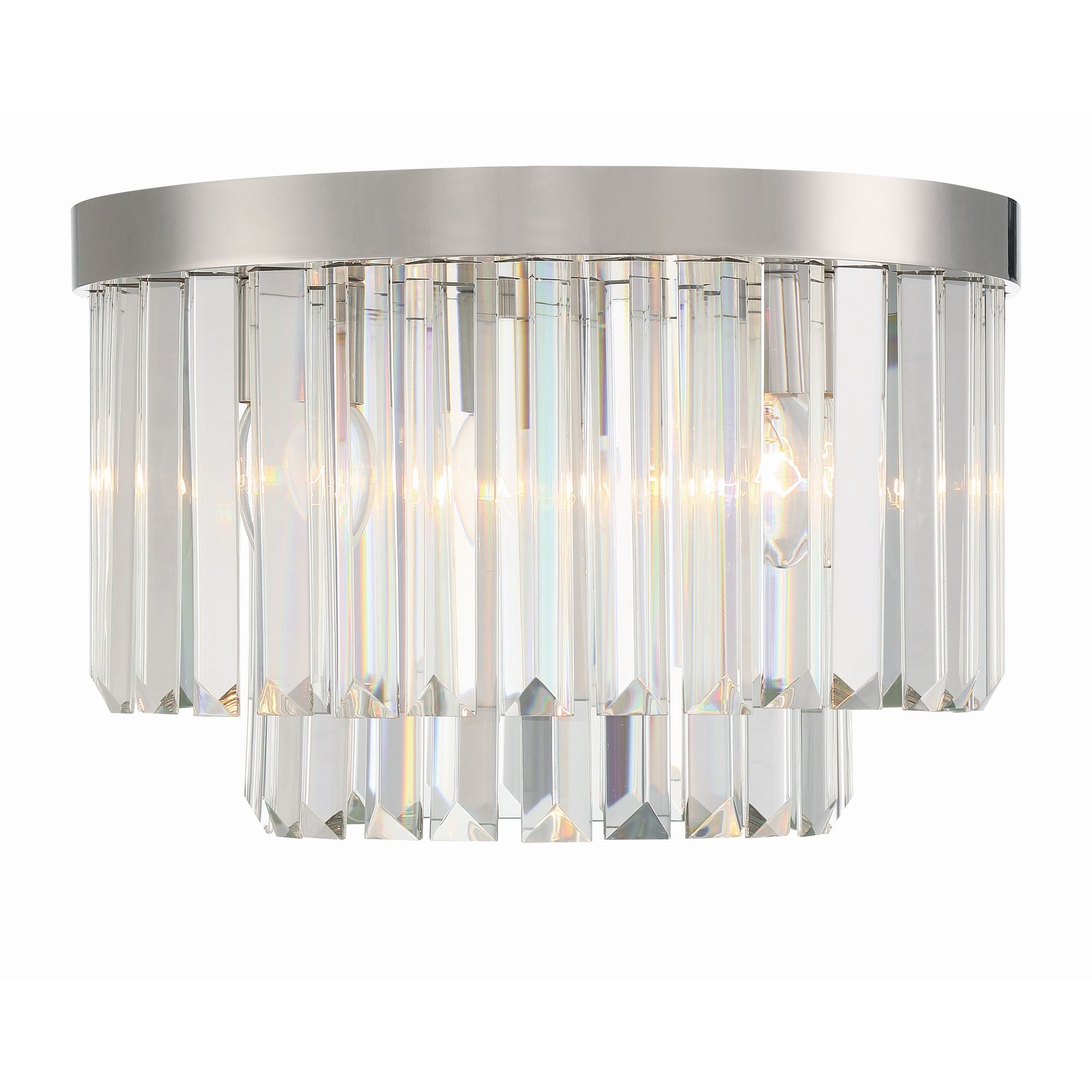 Hayes 4 Light Polished Nickel Flush Mount Faceted Crystal 16"W x 10.25"H x 16"D