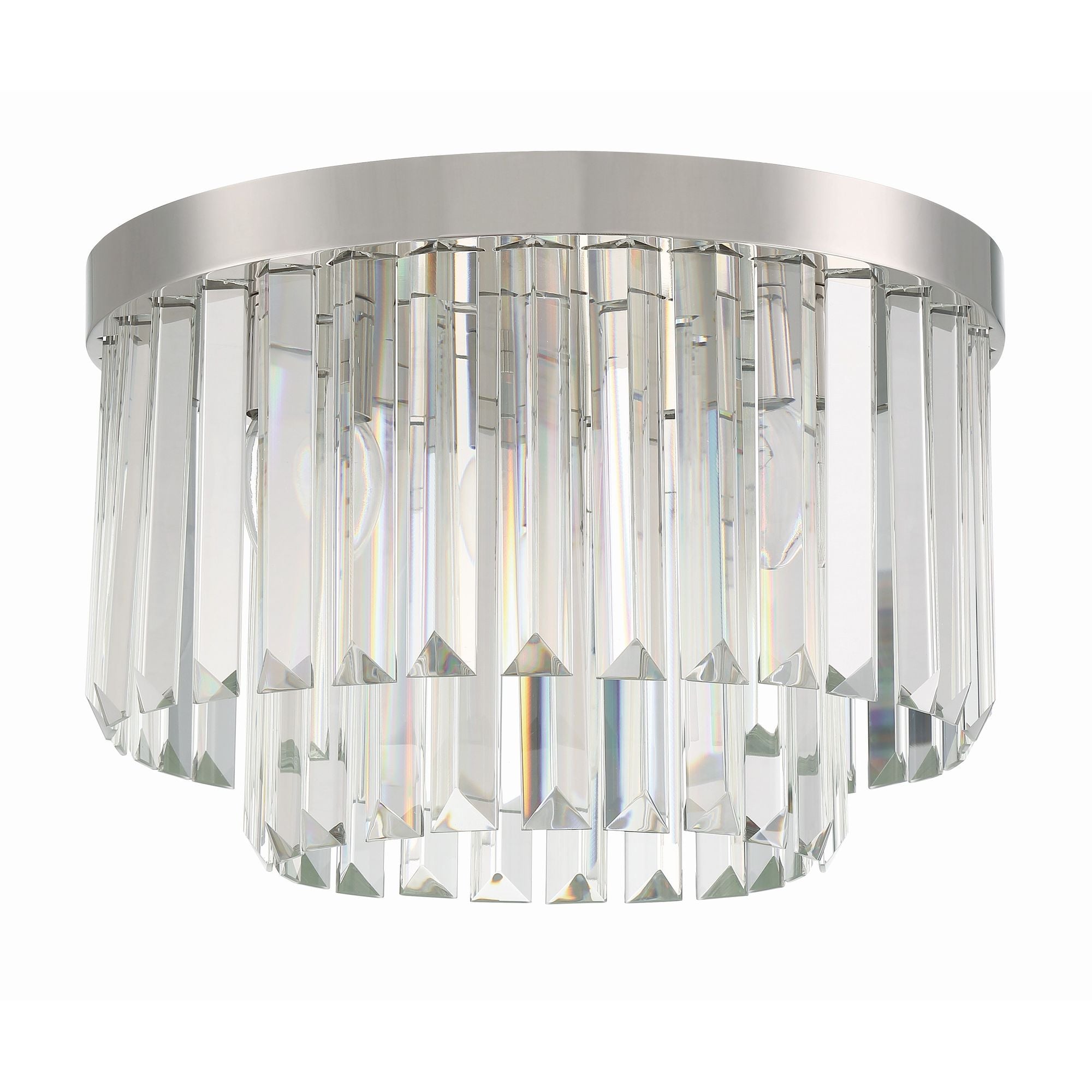 Hayes 4 Light Polished Nickel Flush Mount Faceted Crystal 16"W x 10.25"H x 16"D