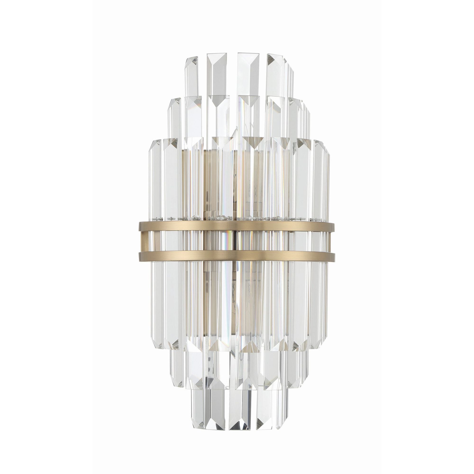 Hayes 2 Light Aged Brass Sconce Faceted Crystal 7.5"W x 14.25"H x 4.75"D