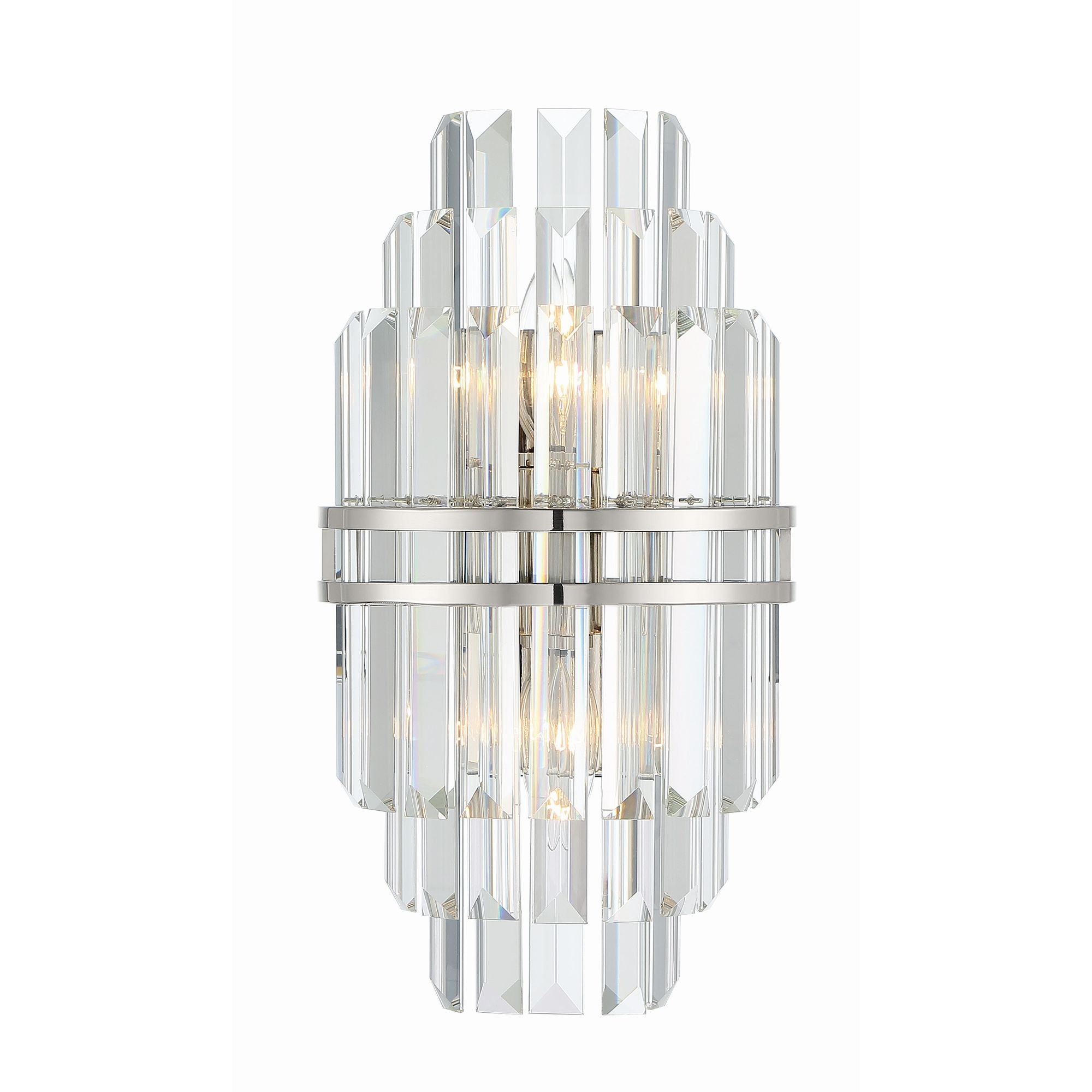 Hayes 2 Light Polished Nickel Sconce Faceted Crystal 7.5"W x 14.25"H x 4.75"D