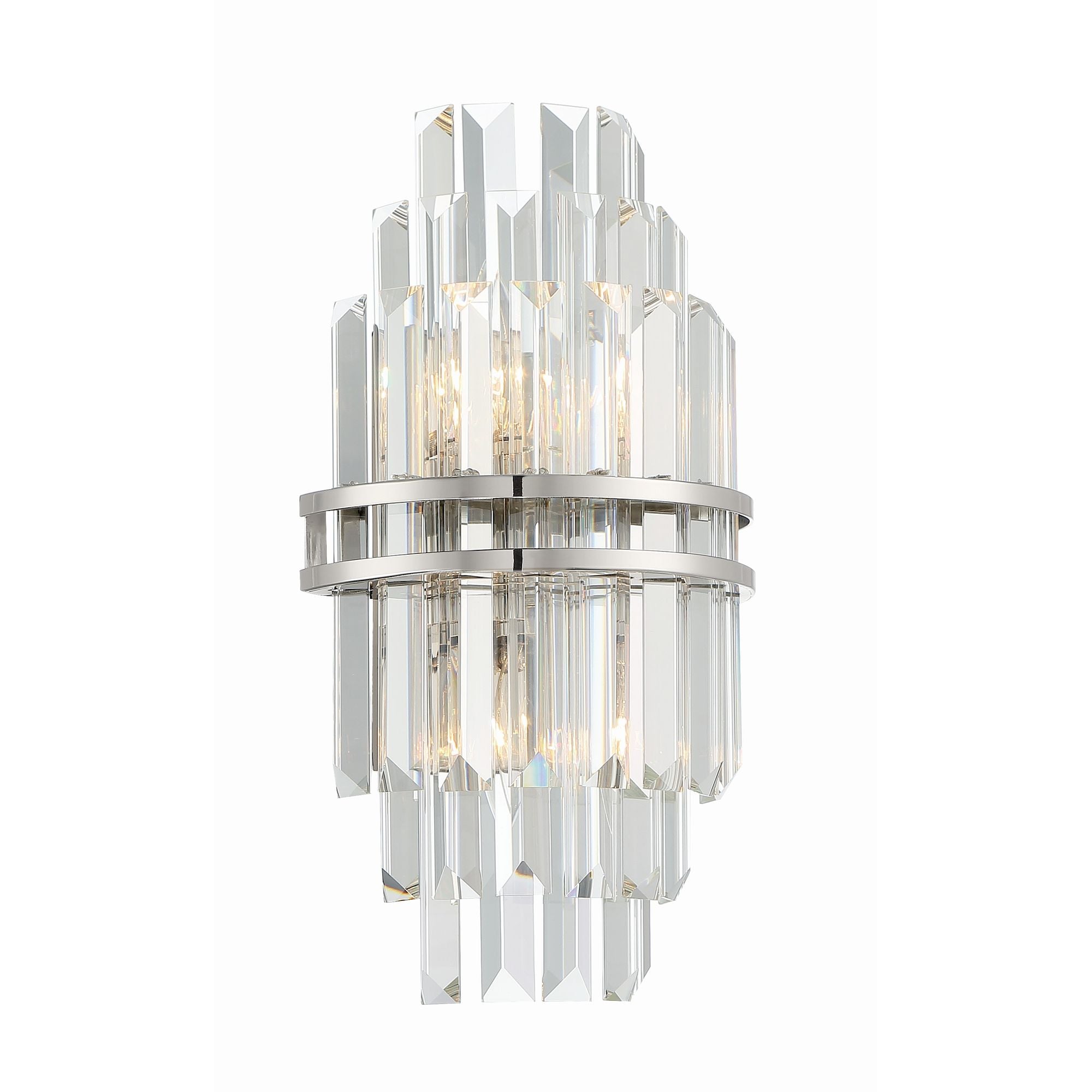 Hayes 2 Light Polished Nickel Sconce Faceted Crystal 7.5"W x 14.25"H x 4.75"D