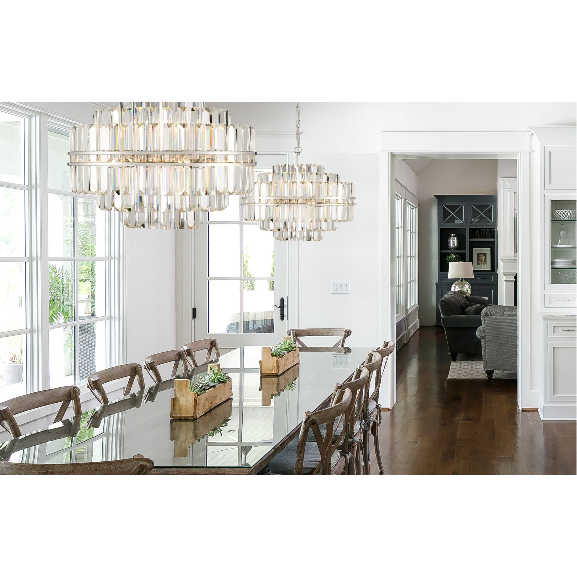 Hayes 12 Light Polished Nickel Chandelier Faceted Crystal 22"W x 20.5"H x 22"D