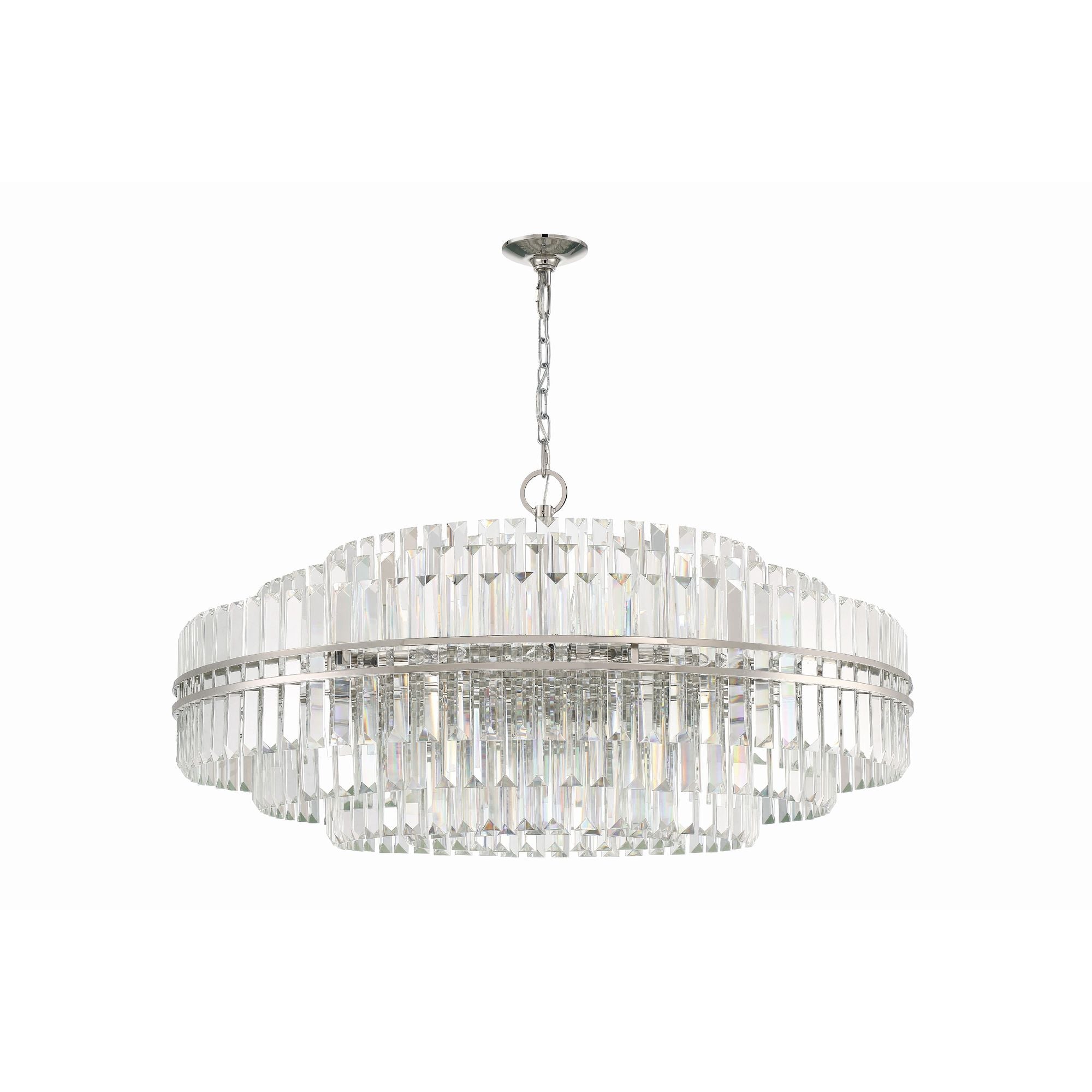 Hayes 32 Light Polished Nickel Chandelier Faceted Crystal 40.5"W x 21"H x 40.5"D