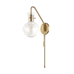 Riley 1 Light Plug-in Sconce in Aged Brass