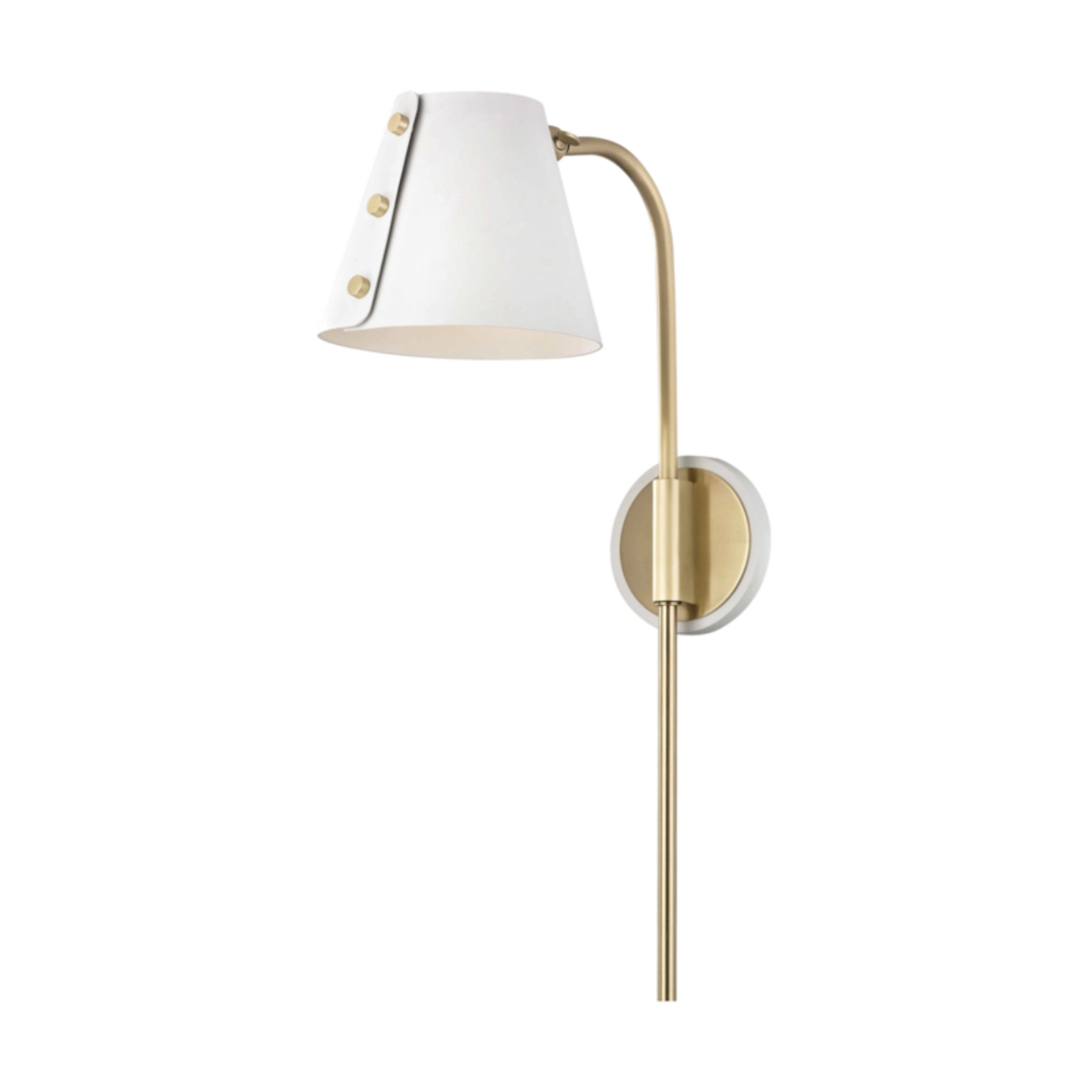 Meta 1-Light Plug-in Sconce in Aged Brass/Soft Off White