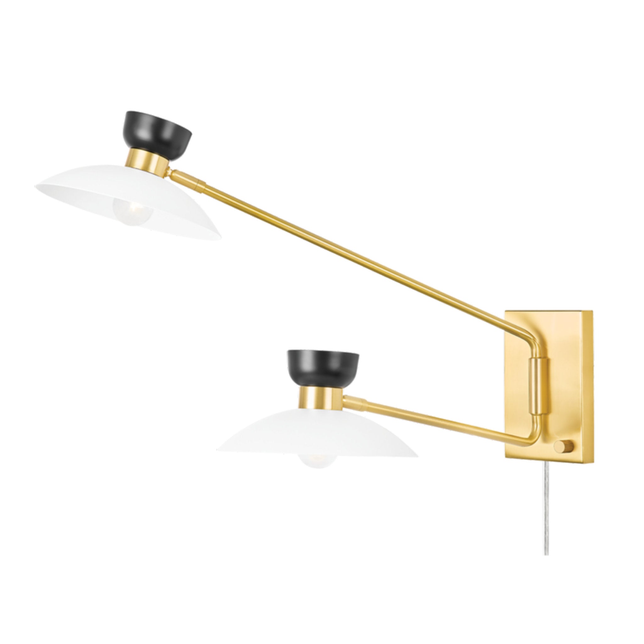 Whitley 2 Light Plug-in Sconce in Aged Brass