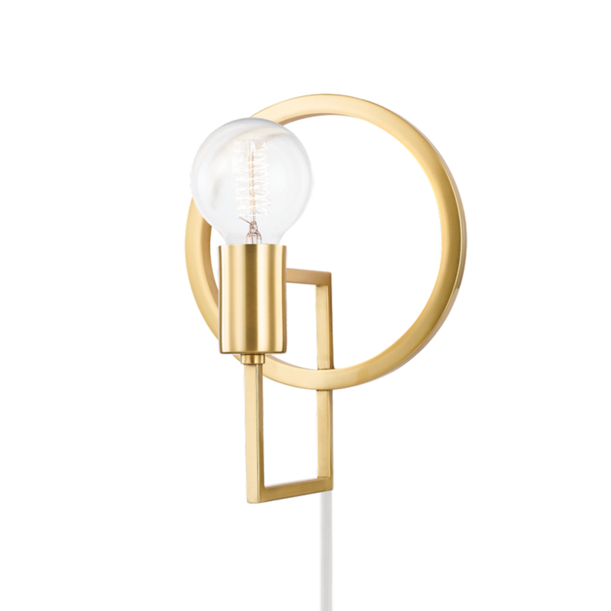 Tory 1 Light Plug-in Sconce in Aged Brass