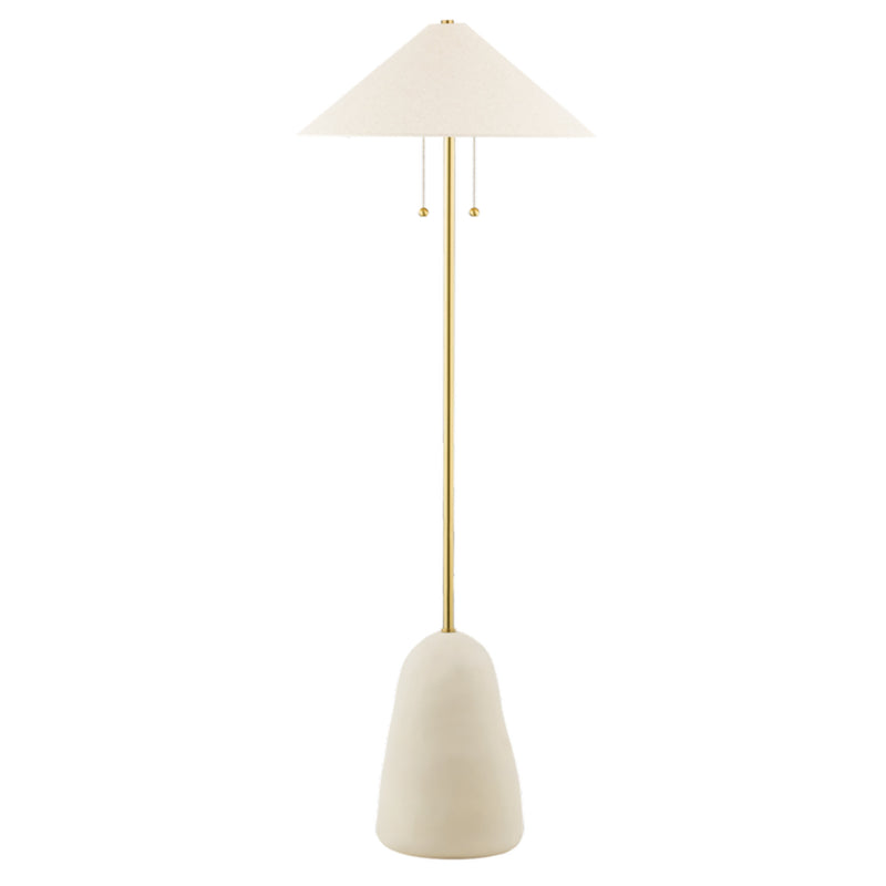 Maia 2 Light Floor Lamp in Aged Brass/Ceramic Textured Beige by Eny Lee Parker