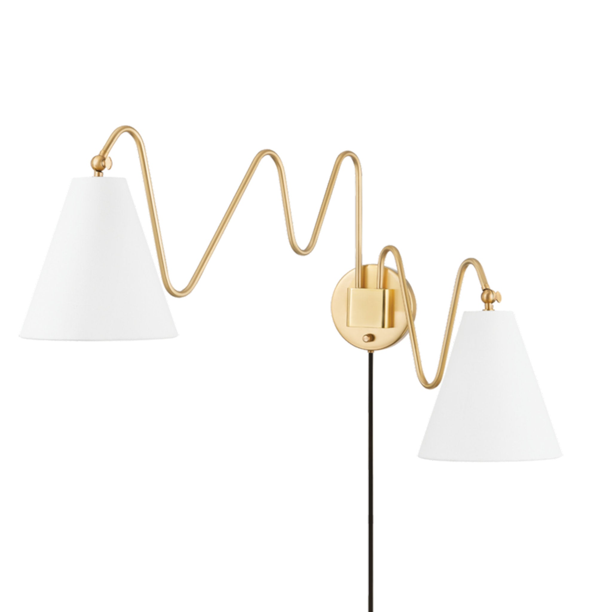 Onda 2-Light Plug-in Sconce in  Aged Brass by  TALI ROTH 11.75L x 10.5W x 20.5H