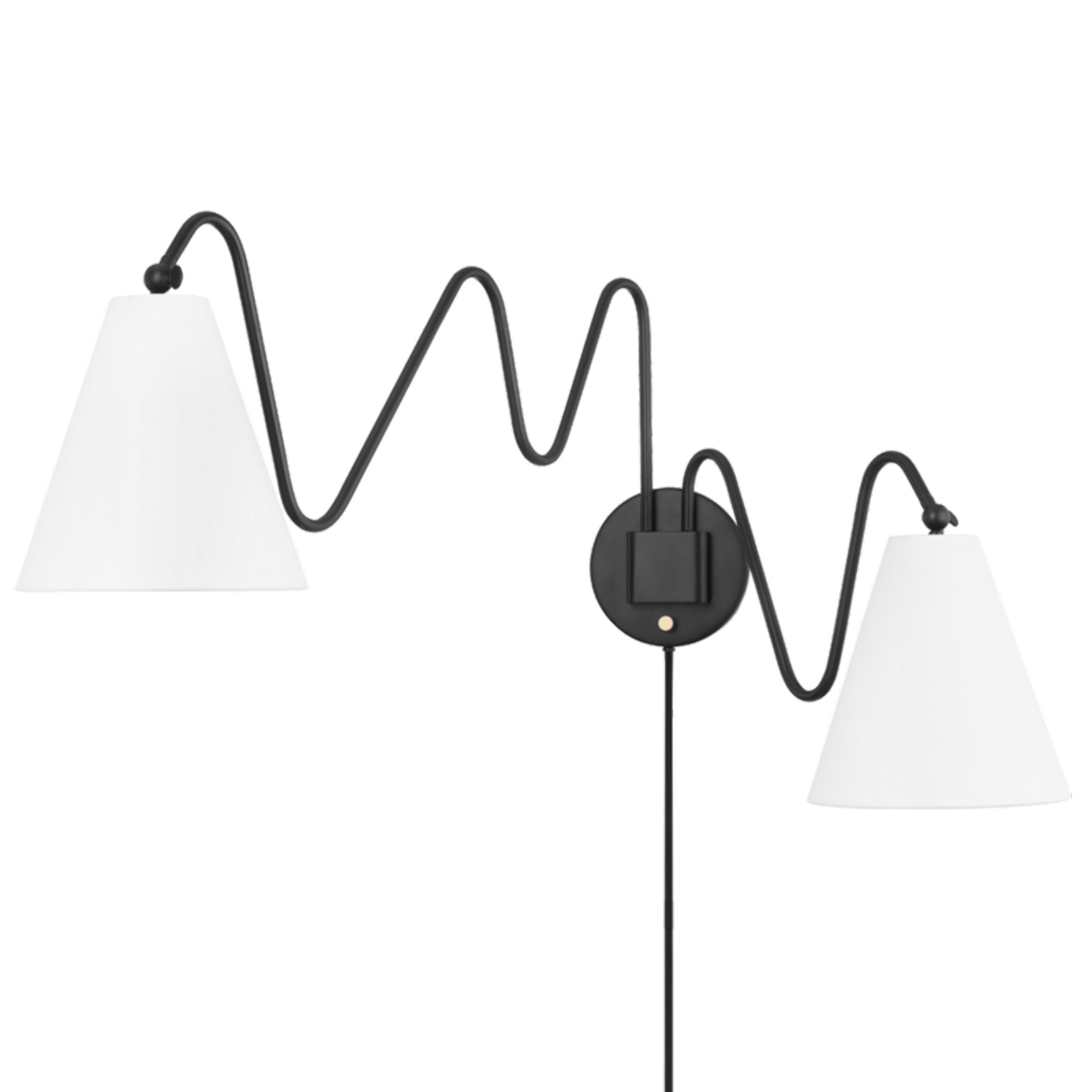 Onda 2-Light Plug-in Sconce in  Soft Black by  TALI ROTH 63L x 10.5W x 20.5H