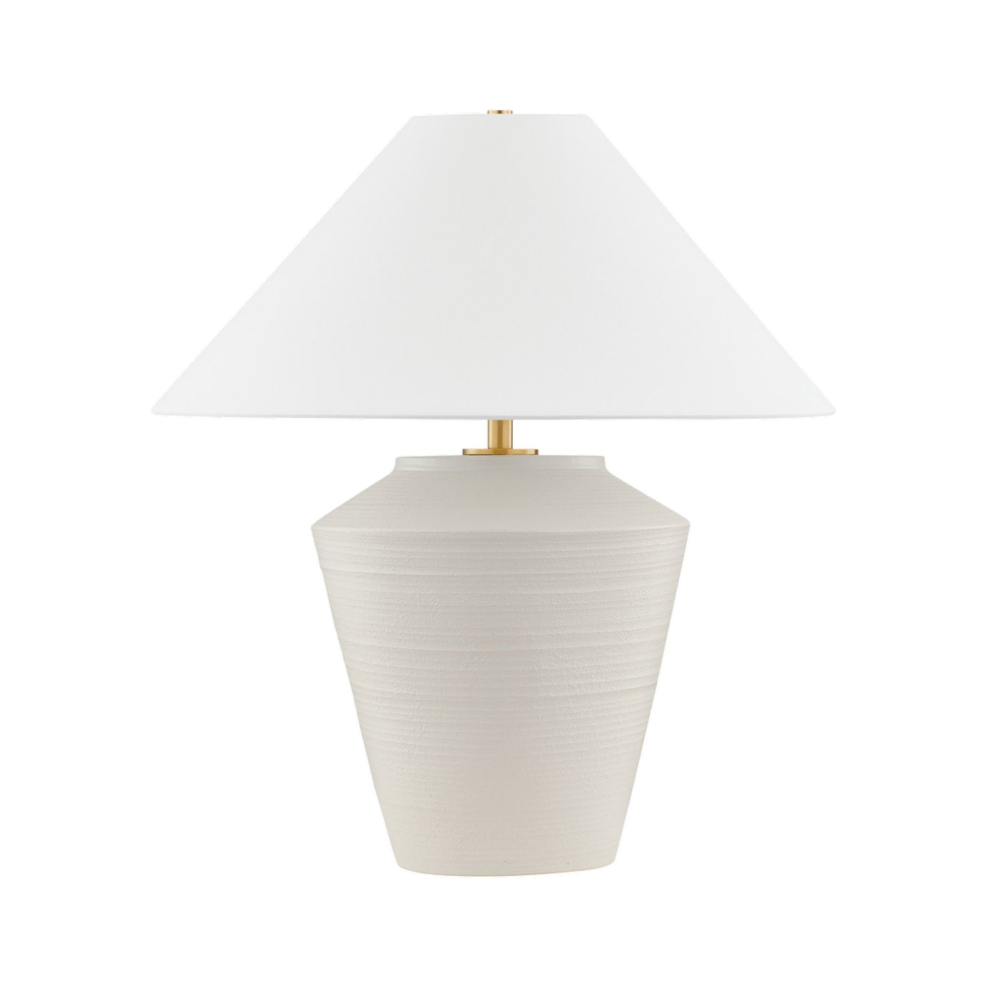 Rachie 1-Light Table Lamp in Aged Brass/ Ceramic Whitewash Terracotta by The Lifestyled Co