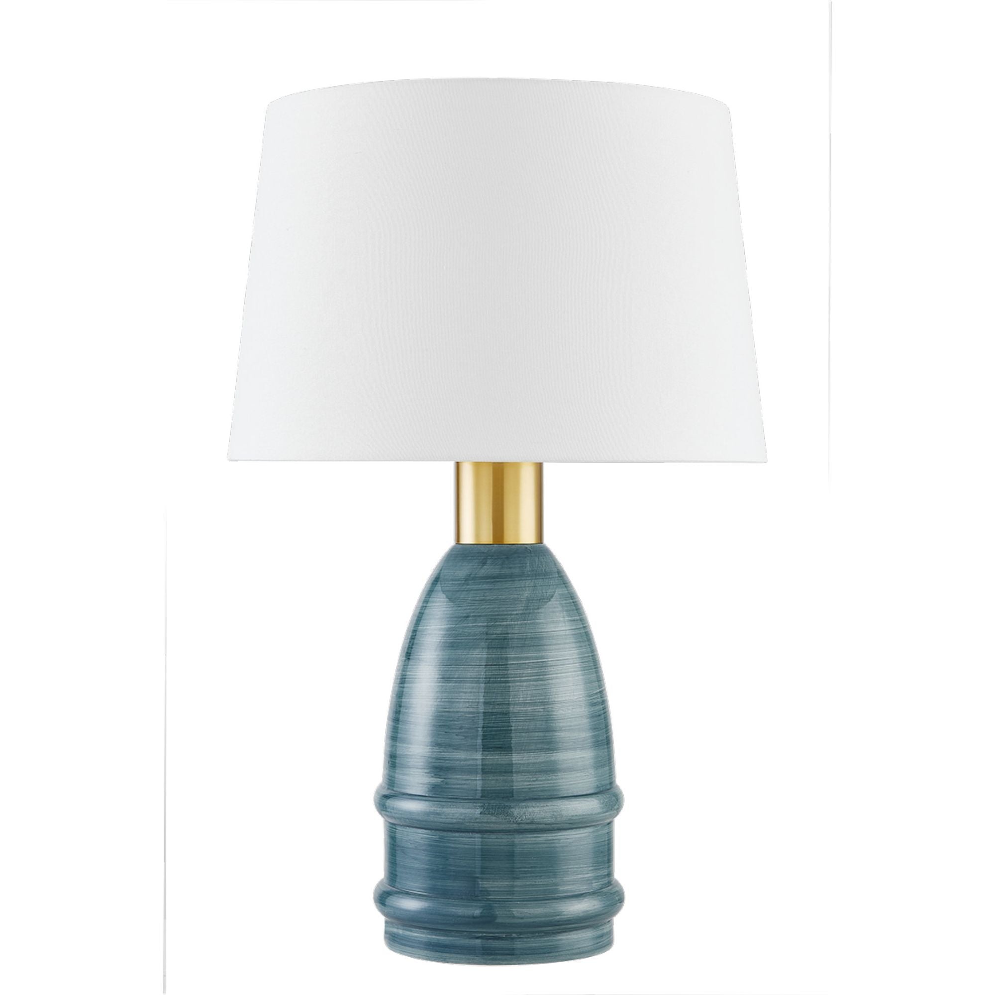 Tenley 1-Light Table Lamp in Aged Brass/Ceramic Inchyra Blue by Zoe Feldman