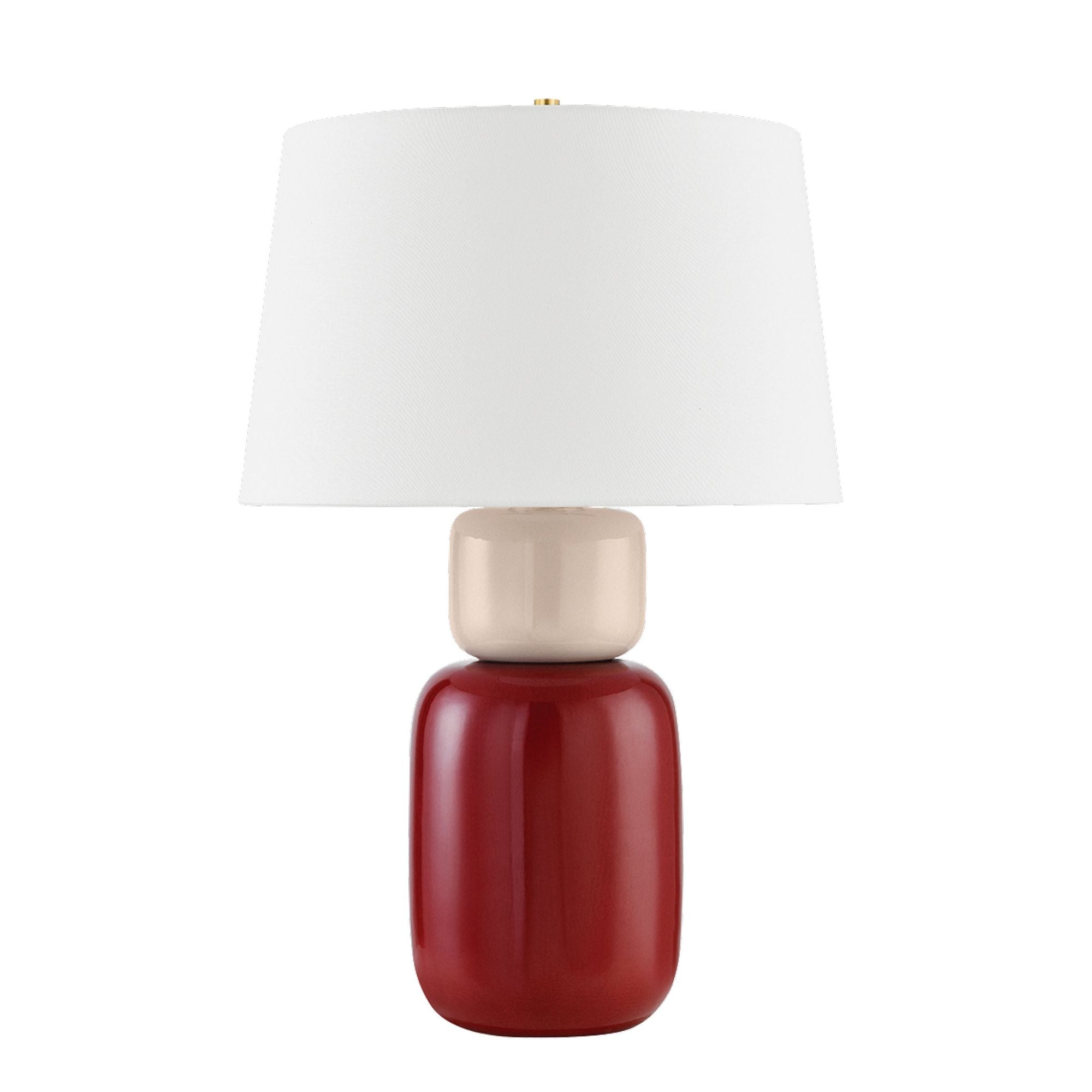 Batya 1-Light Table Lamp in  Aged Brass/Ceramic Bordeaux Blush by  Zoe Feldman 55L x 16.5W x 24H