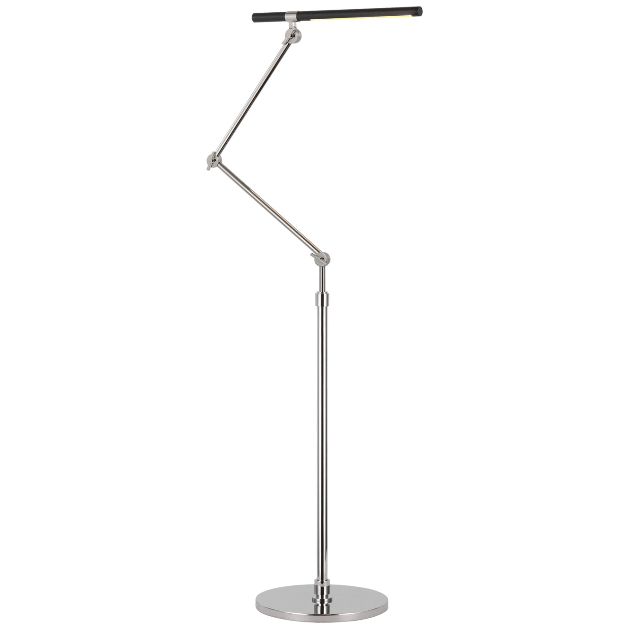 Ian K. Fowler Heron Medium Adjustable Floor Lamp in Polished Nickel and Matte Black W10.5" x H40" - 46.25"