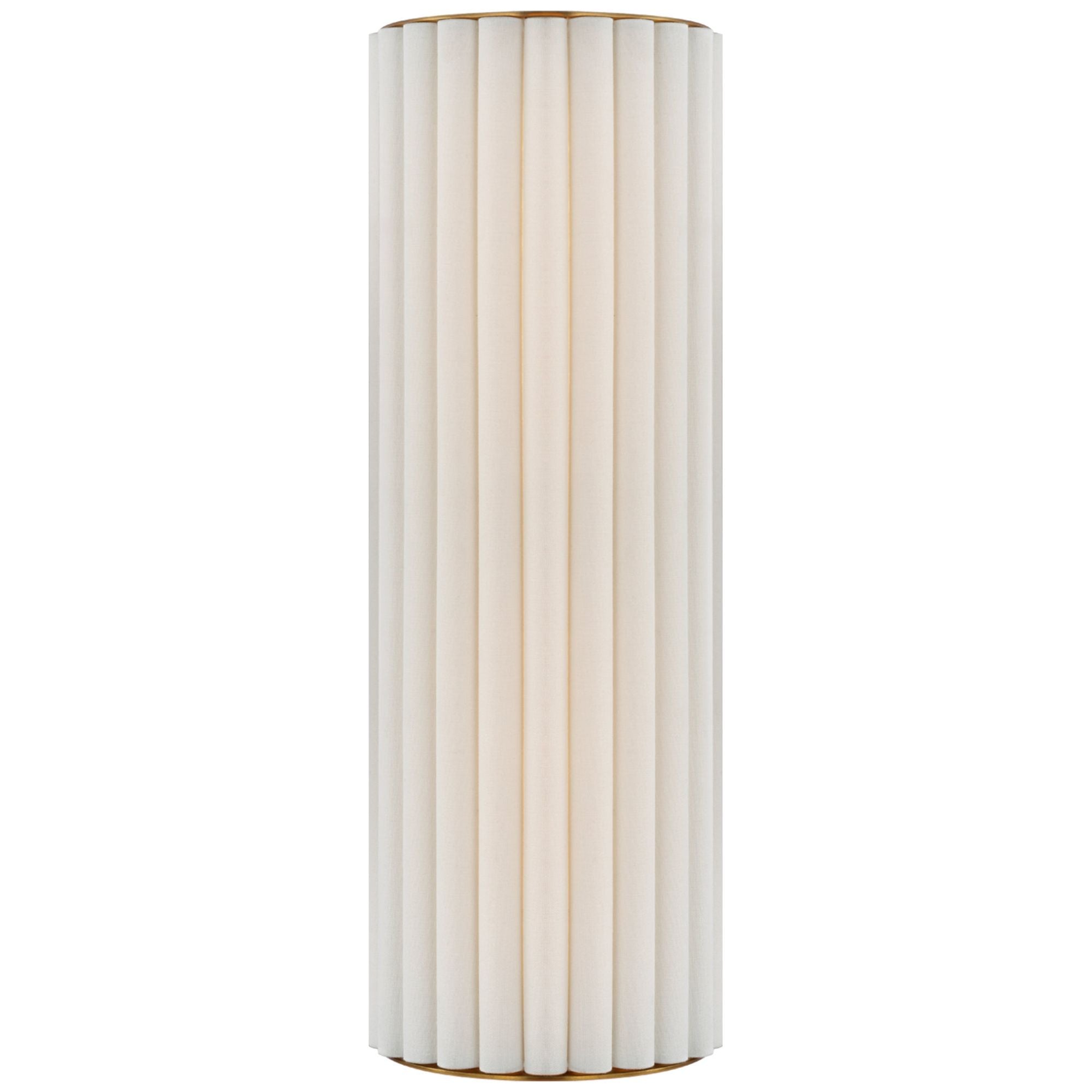 Ian K. Fowler Palati Large Tall Sconce in Hand-Rubbed Antique Brass with Linen Shade Wall Light W7.25" x H22.5"