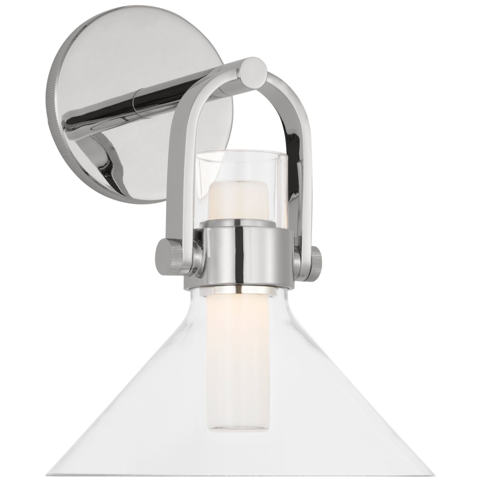 Ian K. Fowler Larkin Small Empire Bracketed Sconce in Polished Nickel with Clear Glass