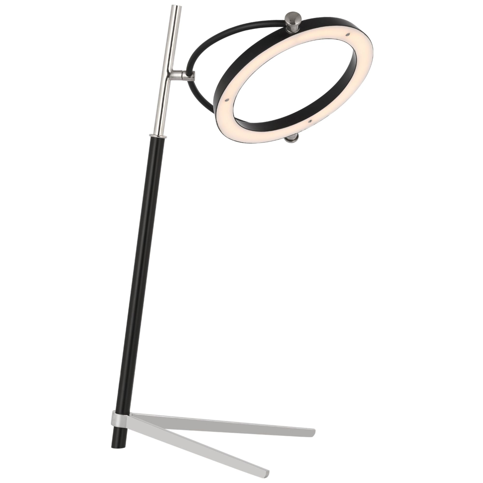 Ian K. Fowler Mistral Medium Ring Lamp in Polished Nickel and Matte Black Table Lamp W10" x H21" - 22"