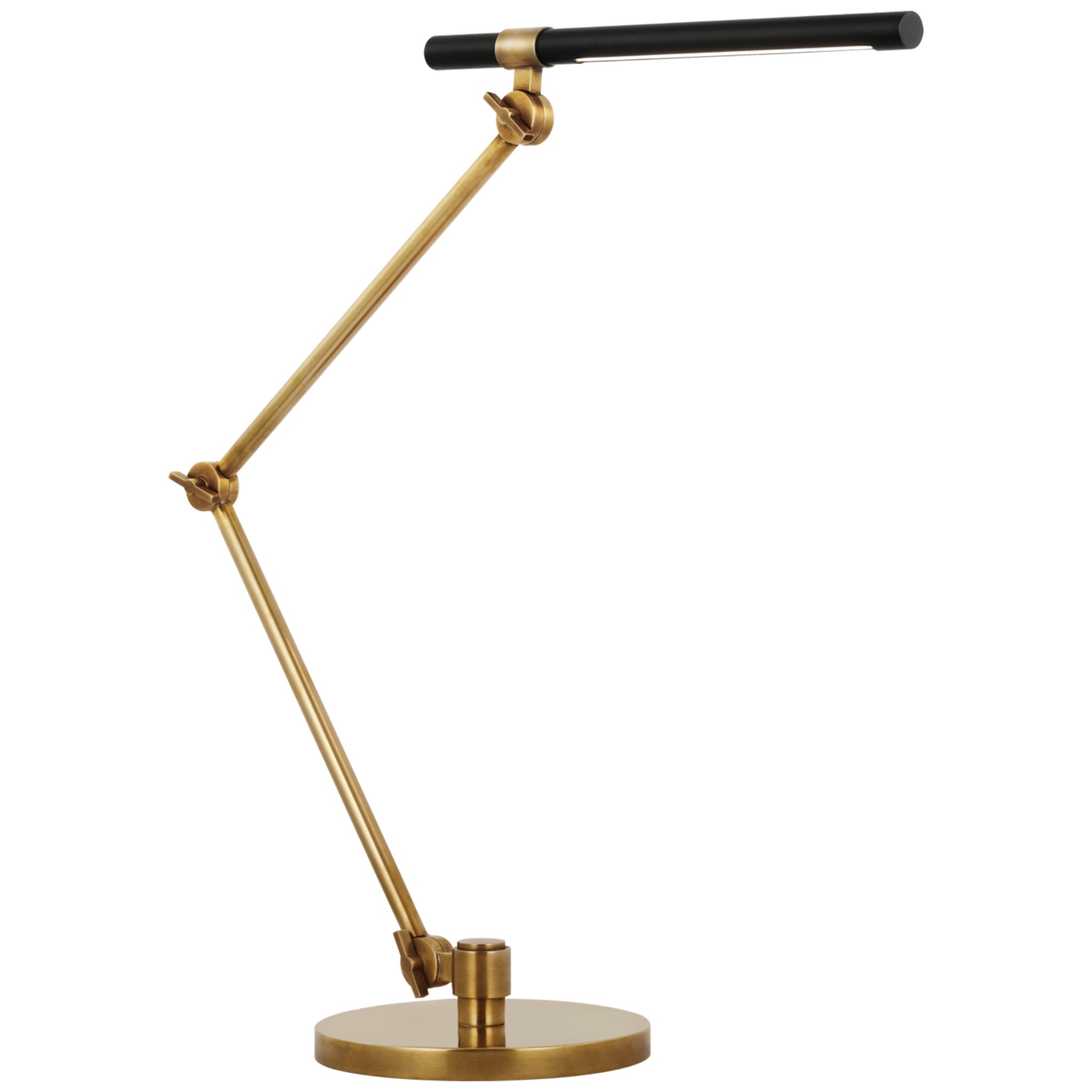 Ian K. Fowler Heron Large Desk Lamp in Hand-Rubbed Antique Brass and Matte Black