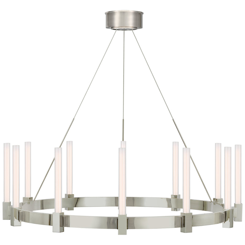 Ian K. Fowler Mafra Large Chandelier in Polished Nickel with White Glass
