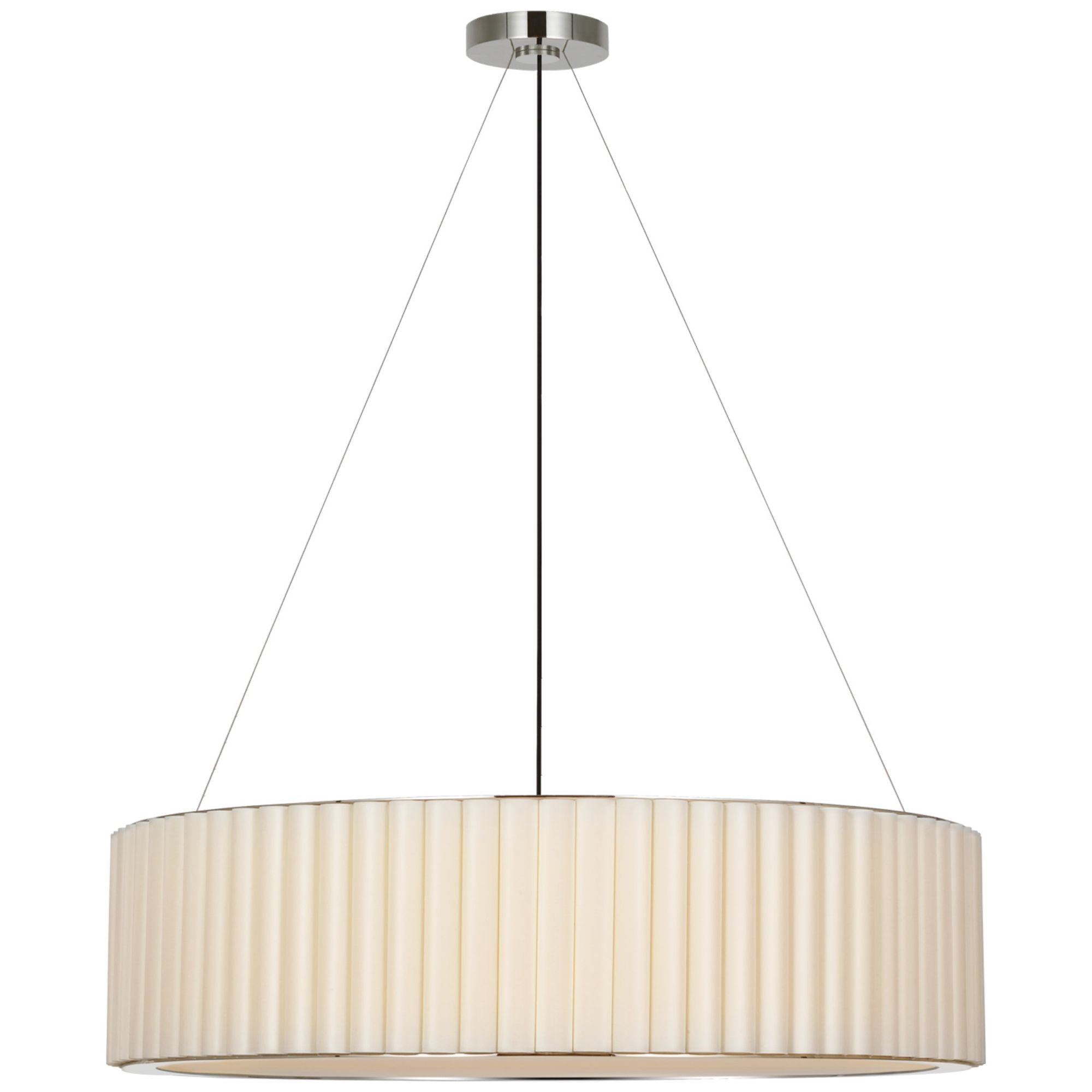 Ian K. Fowler Palati Extra Large Hanging Shade in Polished Nickel with Linen Shade Ceiling Light W38"