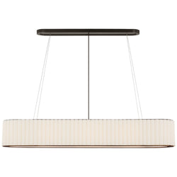Ian K. Fowler Palati Large Linear Chandelier in Bronze with Linen Shade