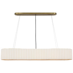 Ian K. Fowler Palati Large Linear Chandelier in Hand-Rubbed Antique Brass with Linen Shade