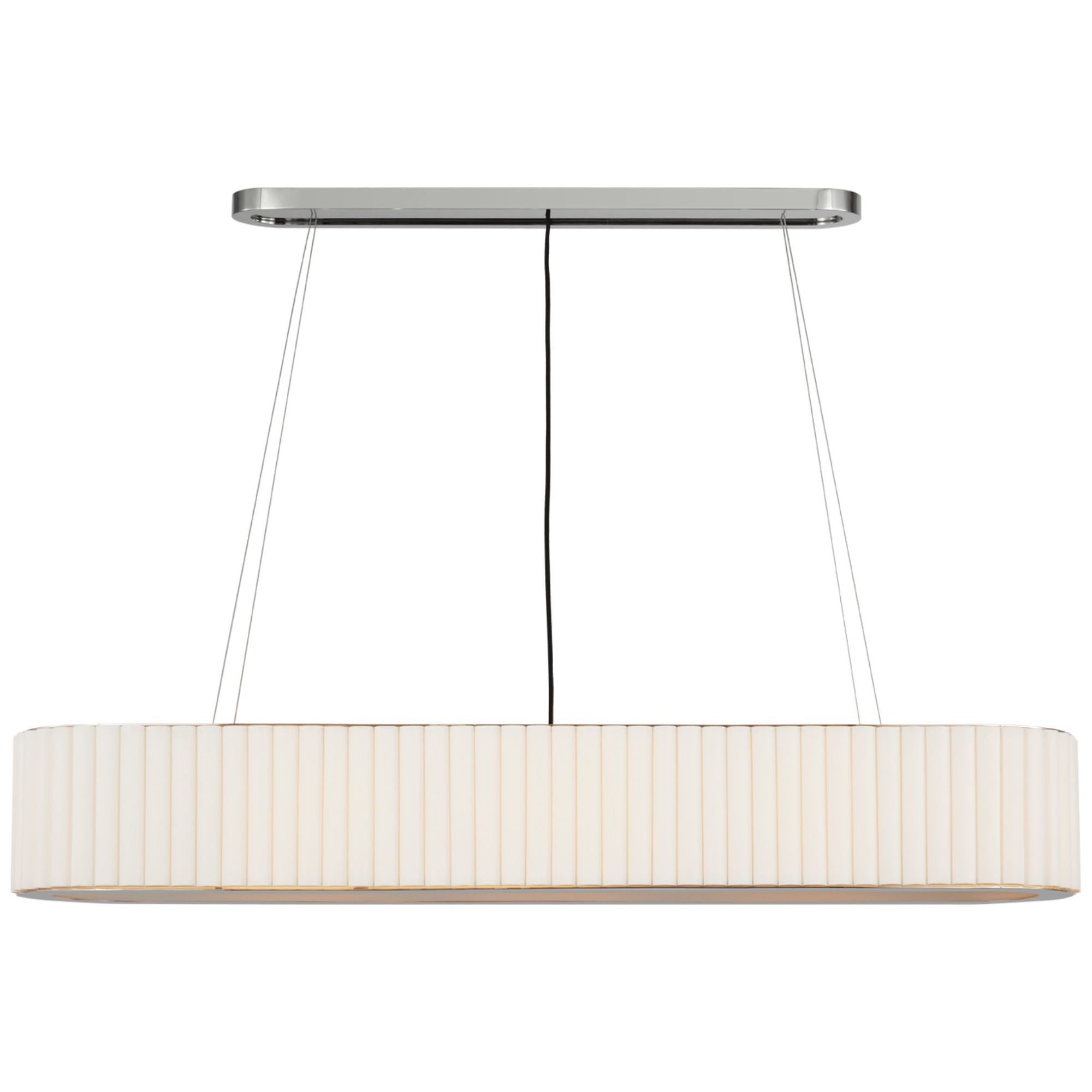 Ian K. Fowler Palati Large Linear Chandelier in Polished Nickel with Linen Shade Ceiling Light W54" X 12.25"