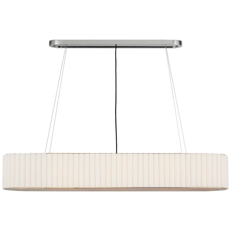 Ian K. Fowler Palati Large Linear Chandelier in Polished Nickel with Linen Shade