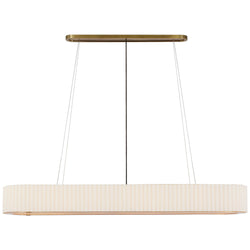Ian K. Fowler Palati Extra Large Linear Chandelier in Hand-Rubbed Antique Brass with Linen Shade