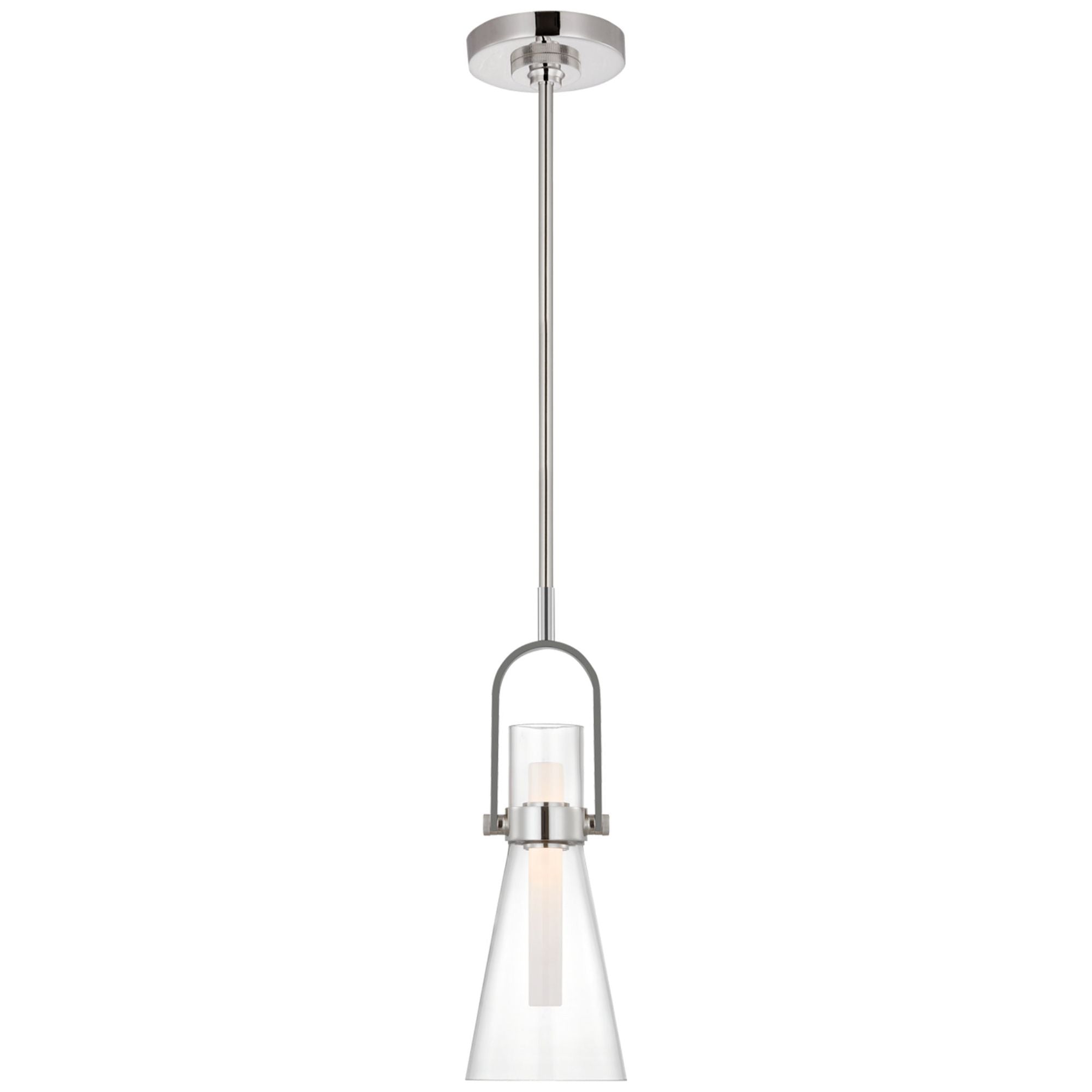 Ian K. Fowler Larkin 5.5" Conical Pendant in Polished Nickel with Clear Glass Ceiling Light W5.5"