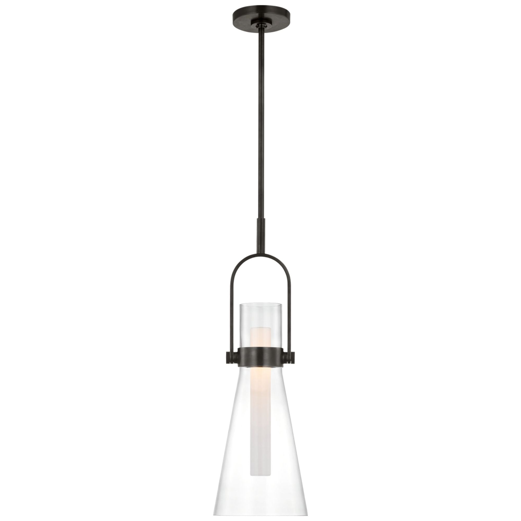 Ian K. Fowler Larkin 9" Conical Pendant in Bronze with Clear Glass Ceiling Light W9.25"