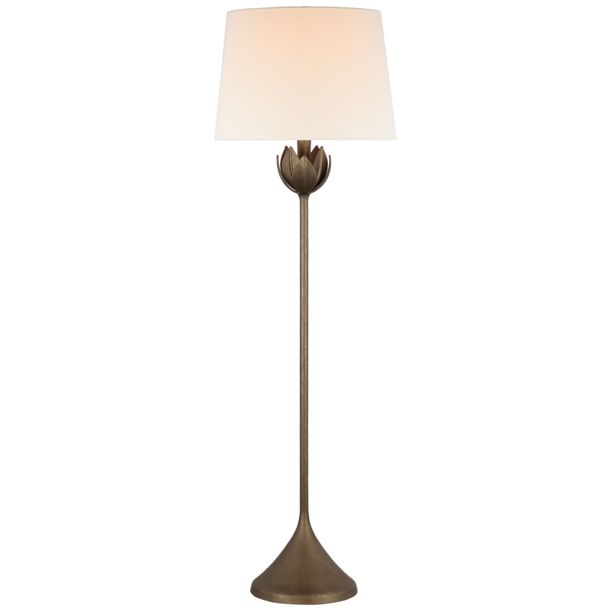 Julie Neill Alberto Large Floor Lamp in Antique Bronze Leaf with Linen Shade