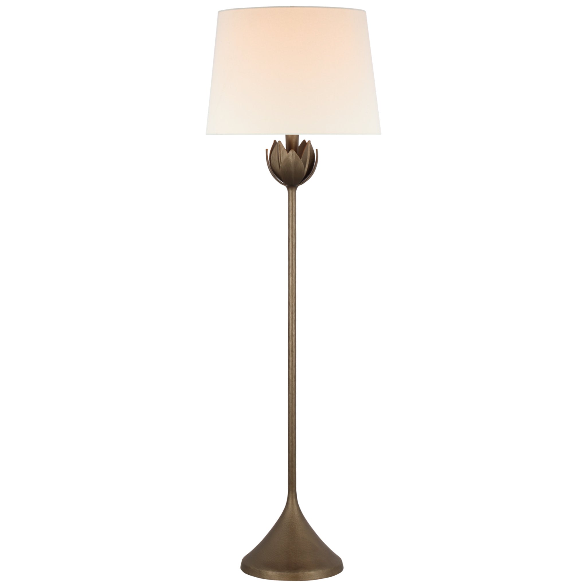 Julie Neill Alberto Large Floor Lamp in Antique Bronze Leaf with Linen Shade W18" x H60"
