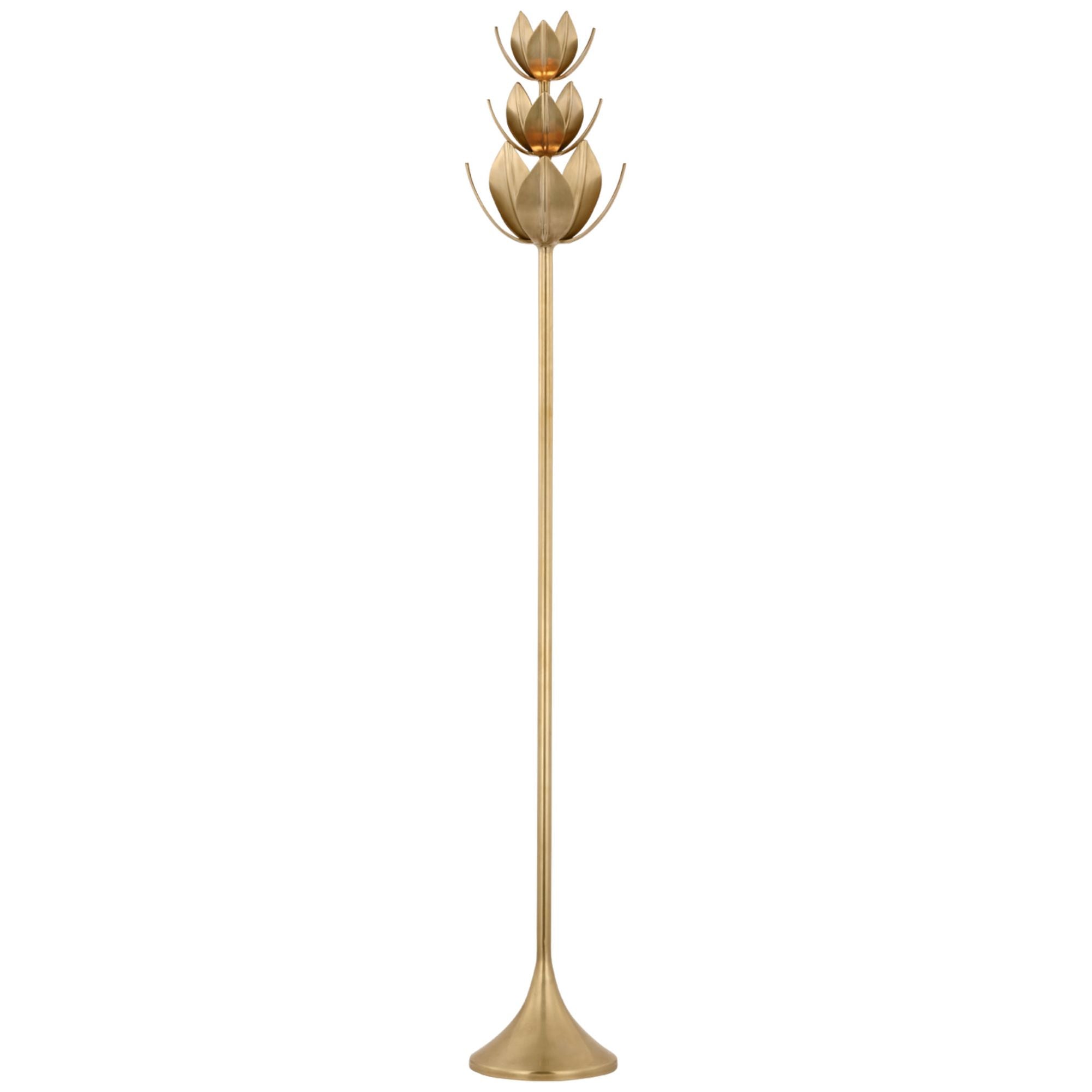 Julie Neill Alberto 70" Floor Torchiere in Antique-Burnished Brass Floor Lamp W10.5" x H70"