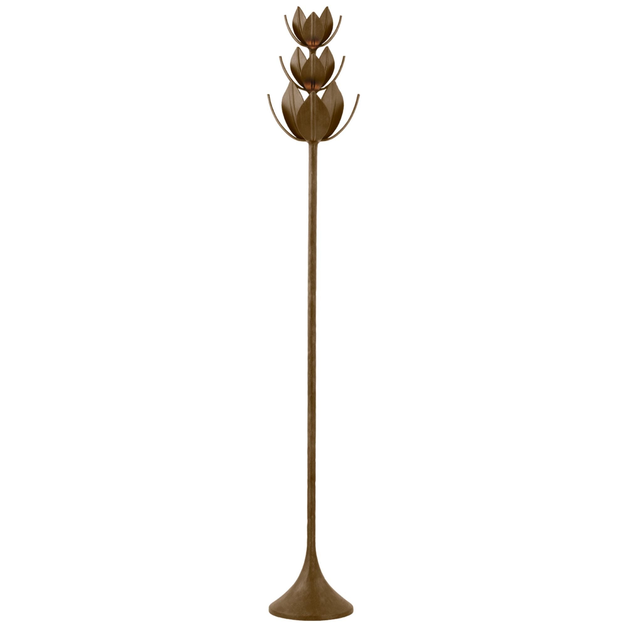 Julie Neill Alberto 70" Floor Torchiere in Antique Bronze Leaf Floor Lamp W10.5" x H70"