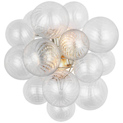 Julie Neill Talia Medium Sconce in Burnished Silver Leaf with Clear Swirled Glass