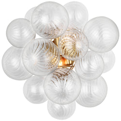 Julie Neill Talia Medium Sconce in Gild with Clear Swirled Glass