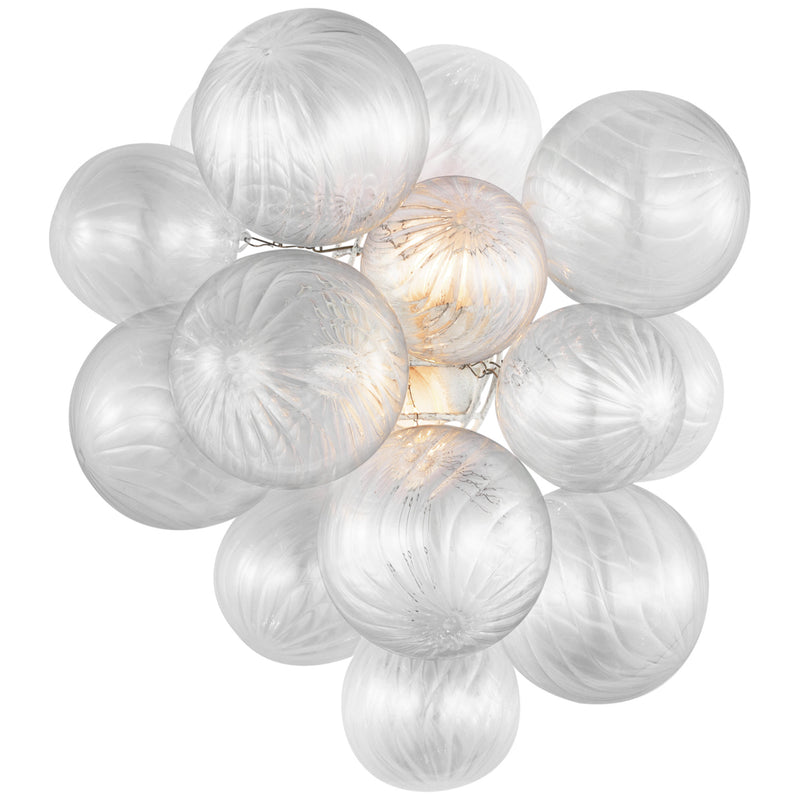 Julie Neill Talia Medium Sconce in Plaster White with Clear Swirled Glass