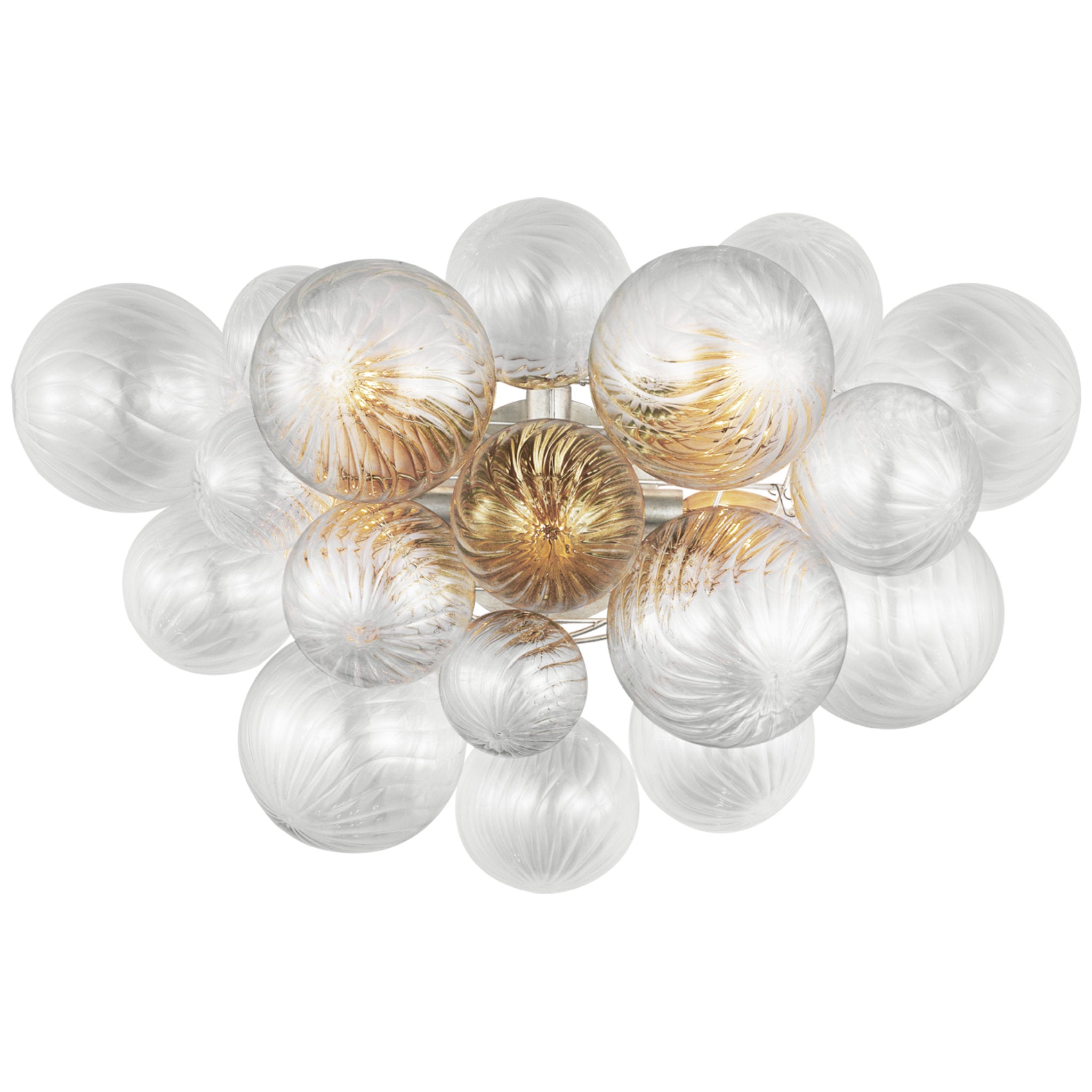 Julie Neill Talia Large Sconce in Burnished Silver Leaf with Clear Swirled Glass Wall Light W26.75" x H17.75"
